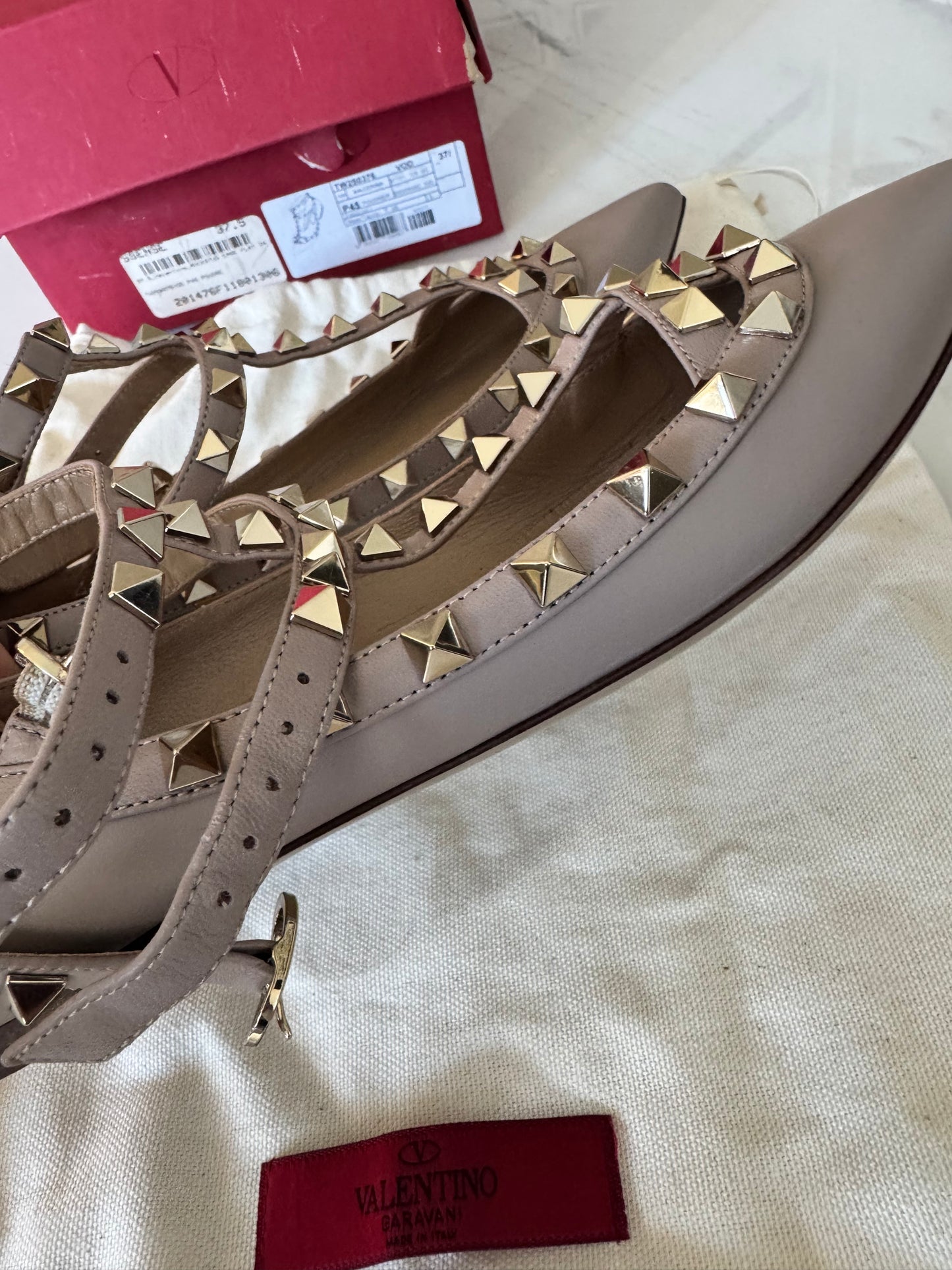 Valentino Garavani Rockstud Pointed Toe Ballerina Shoes