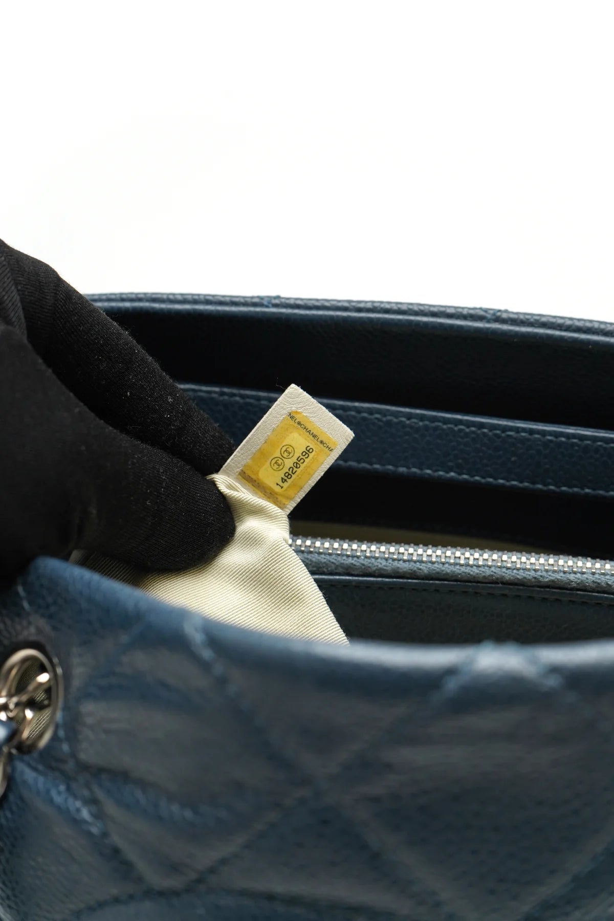 Chanel Caviar Quilted Timeless CC GST Tote Dark Navy Blue