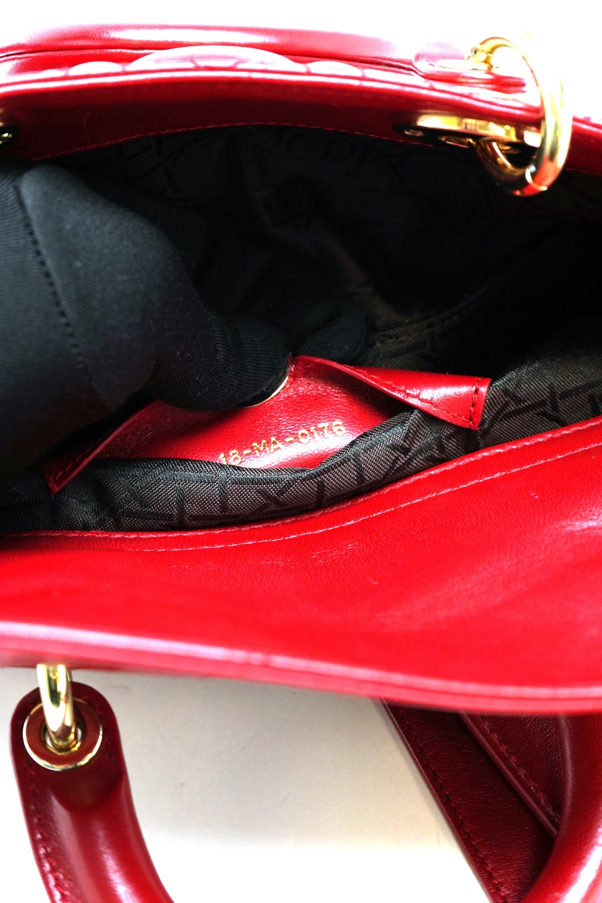 Christian Dior Lambskin Cannage Medium Lady D-Joy Red