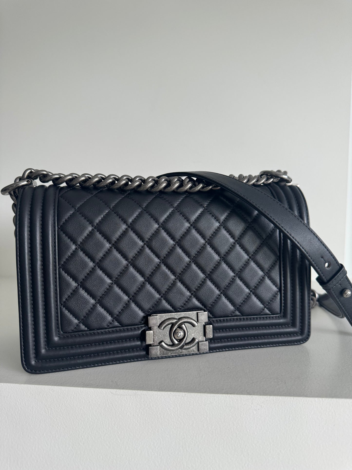 Chanel quilted old medium boy bag