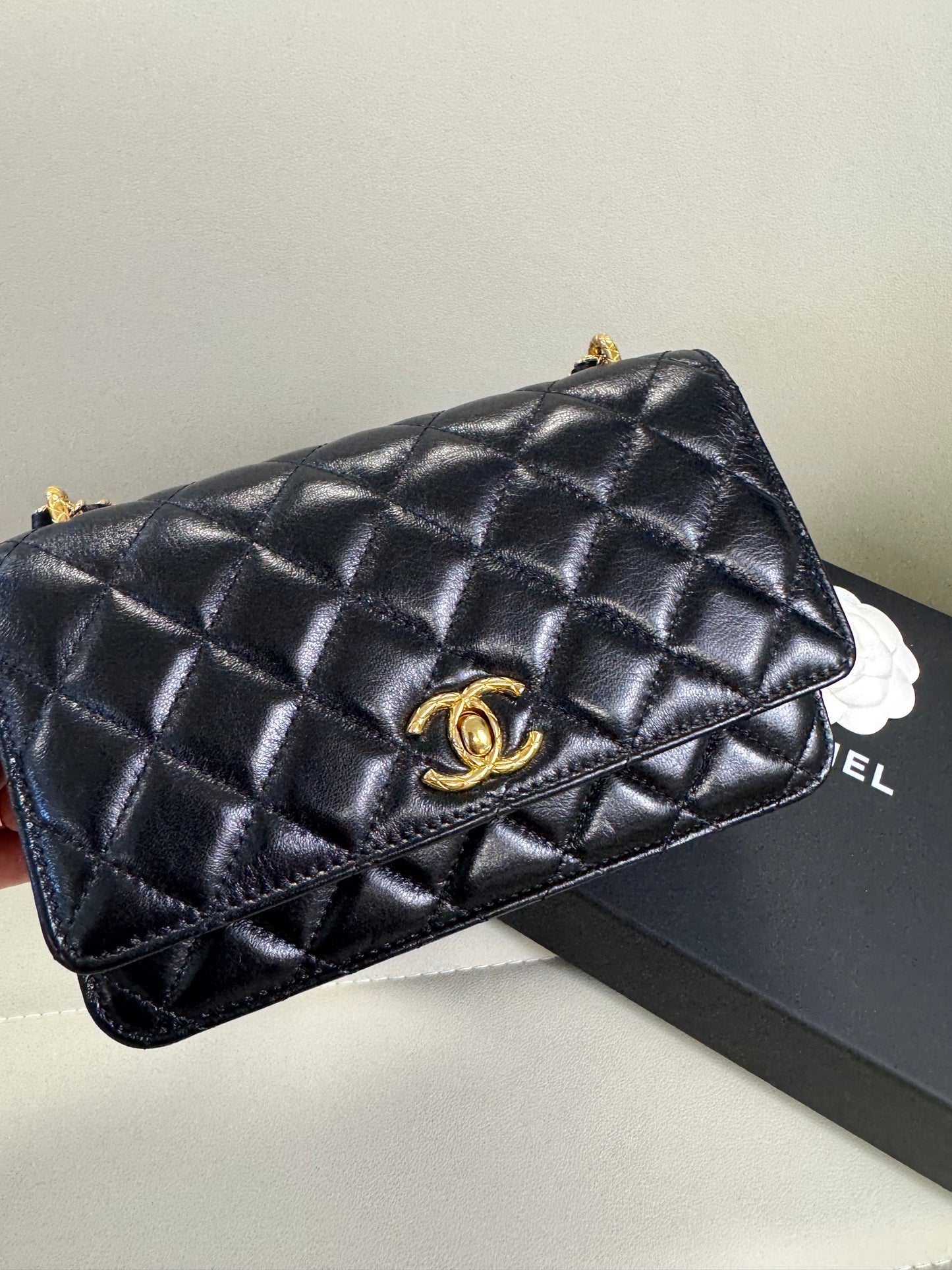 Chanel Lambskin Quilted CC Wallet On Chain WOC