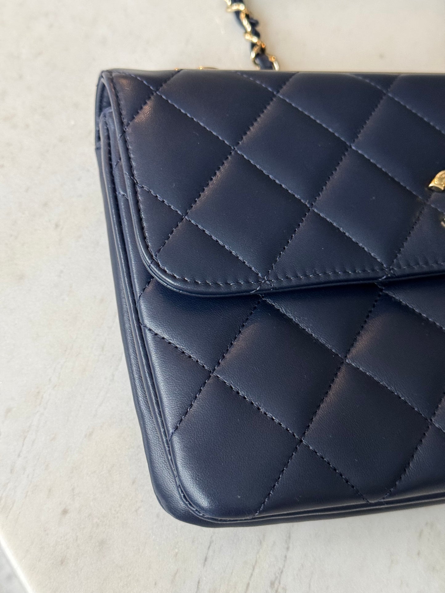 Chanel Lambskin Quilted Medium Trendy CC Flap Navy