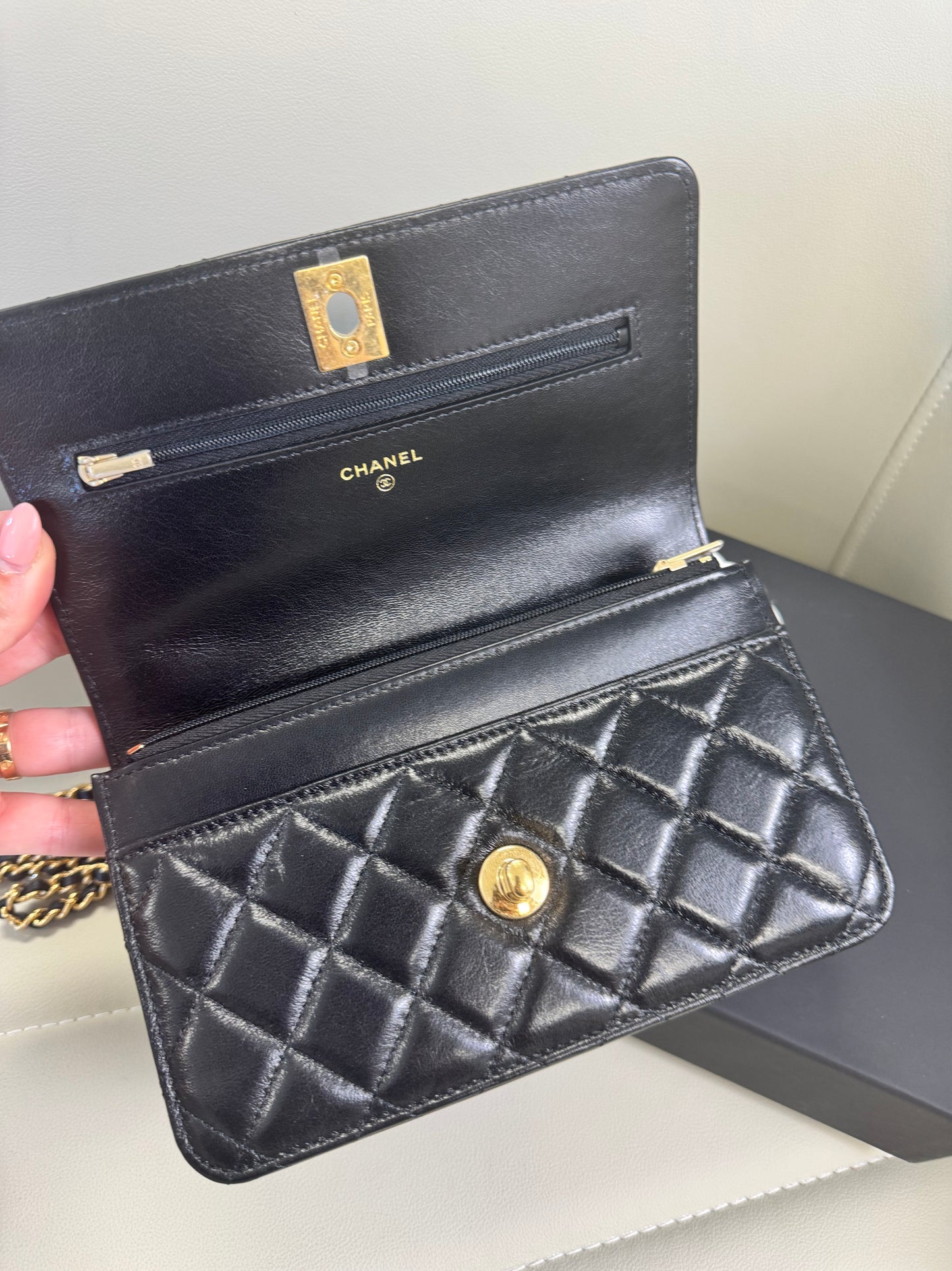 Chanel Lambskin Quilted CC Wallet On Chain WOC