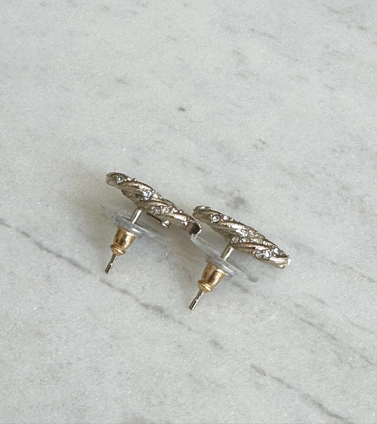 CHANEL CC Gold/Crystal Stud Earrings
