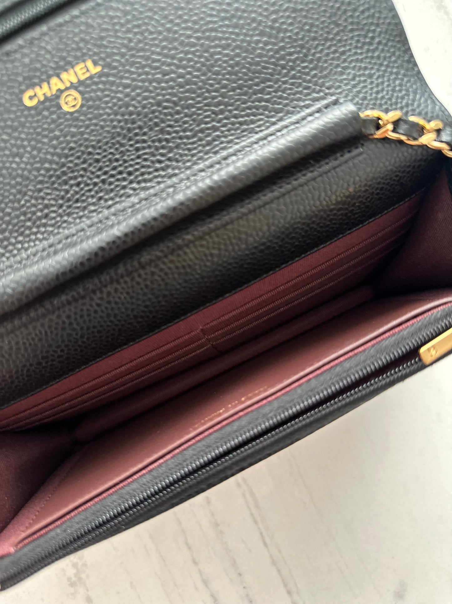 Chanel wallet on chain black caviar GHW