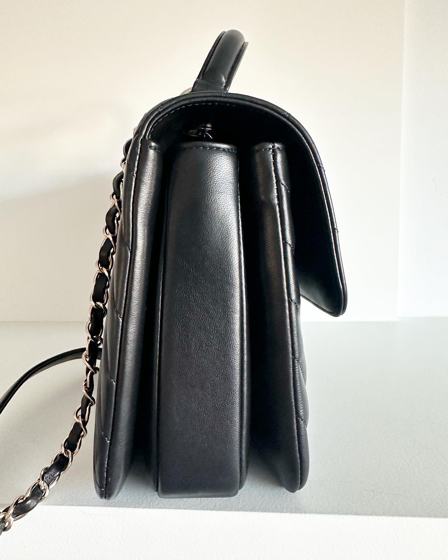 Chanel chevron quilted trendy dual handle flap bag