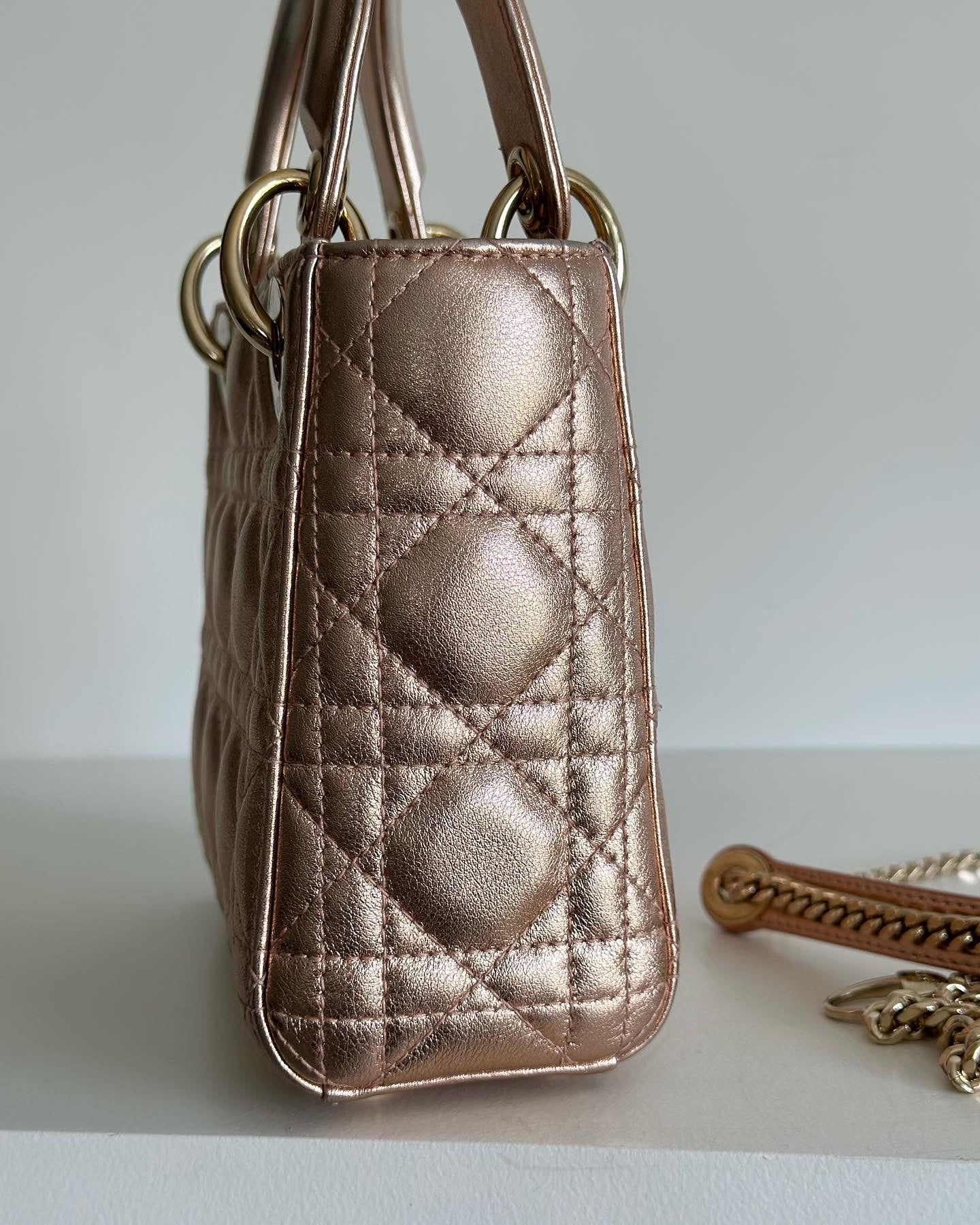 Christian Dior Mini Lady Metallic Cannage Quilt
