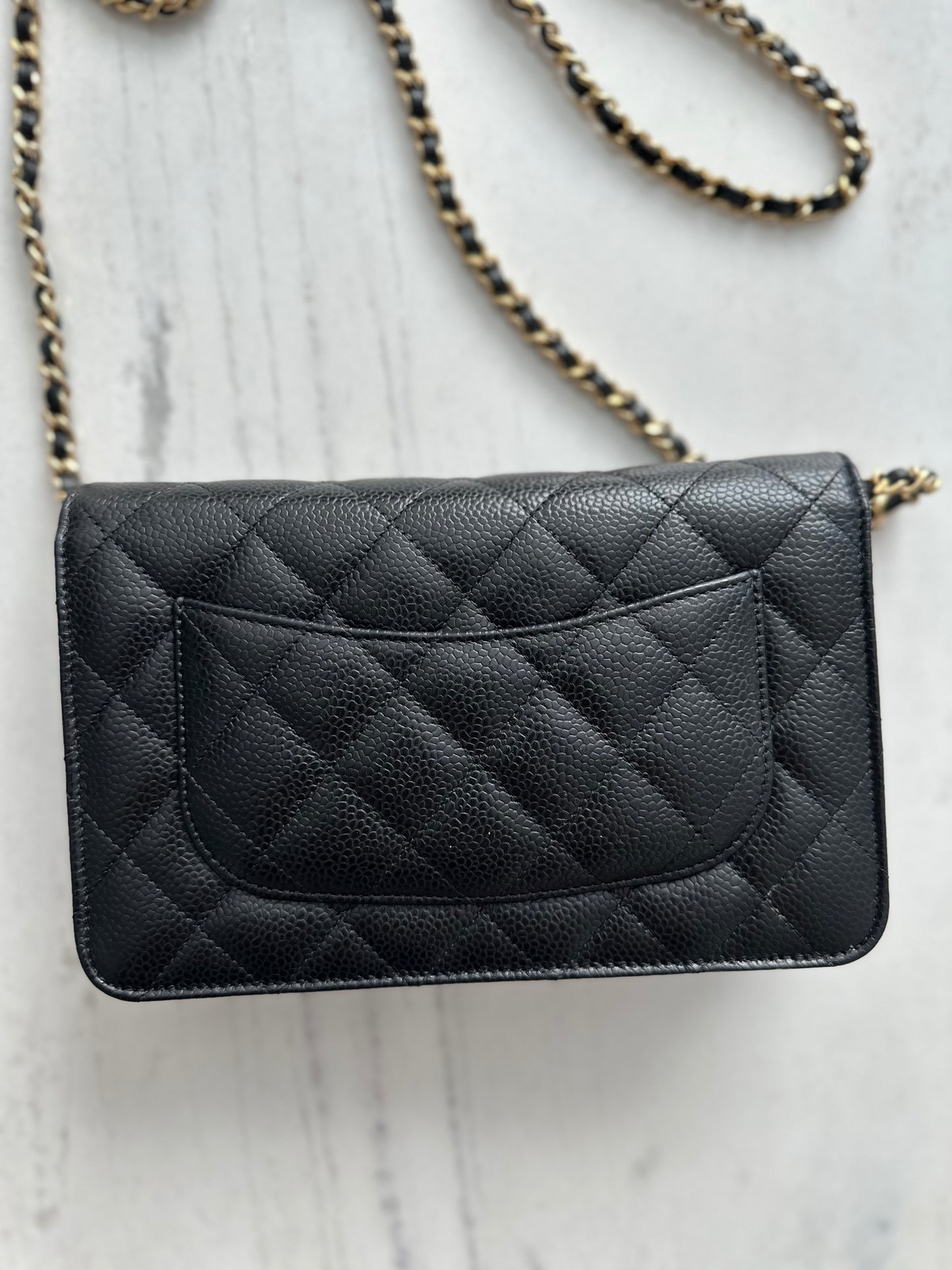 Chanel wallet on chain black caviar GHW