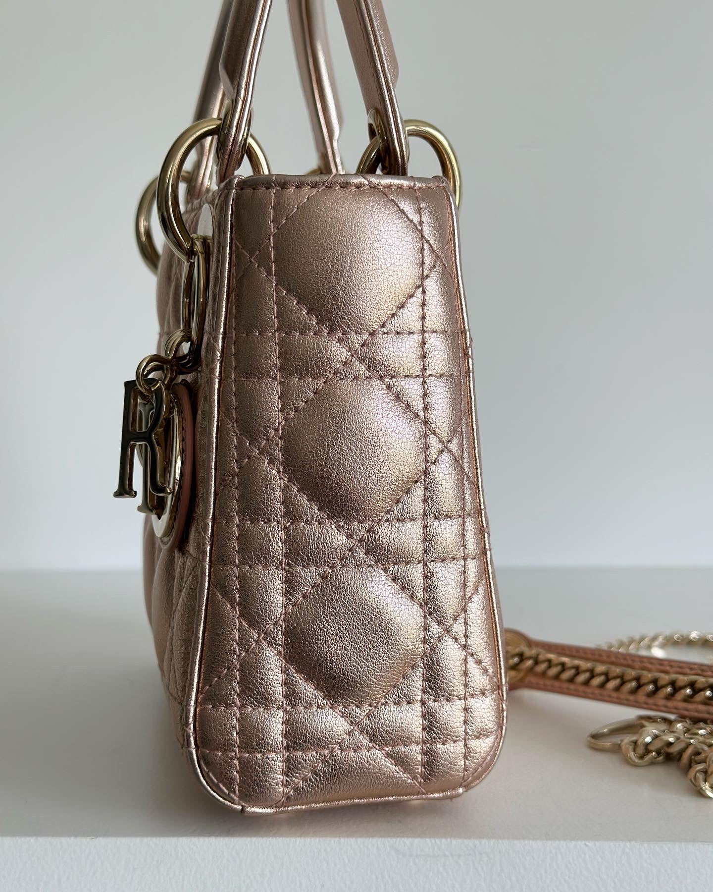 Christian Dior Mini Lady Metallic Cannage Quilt