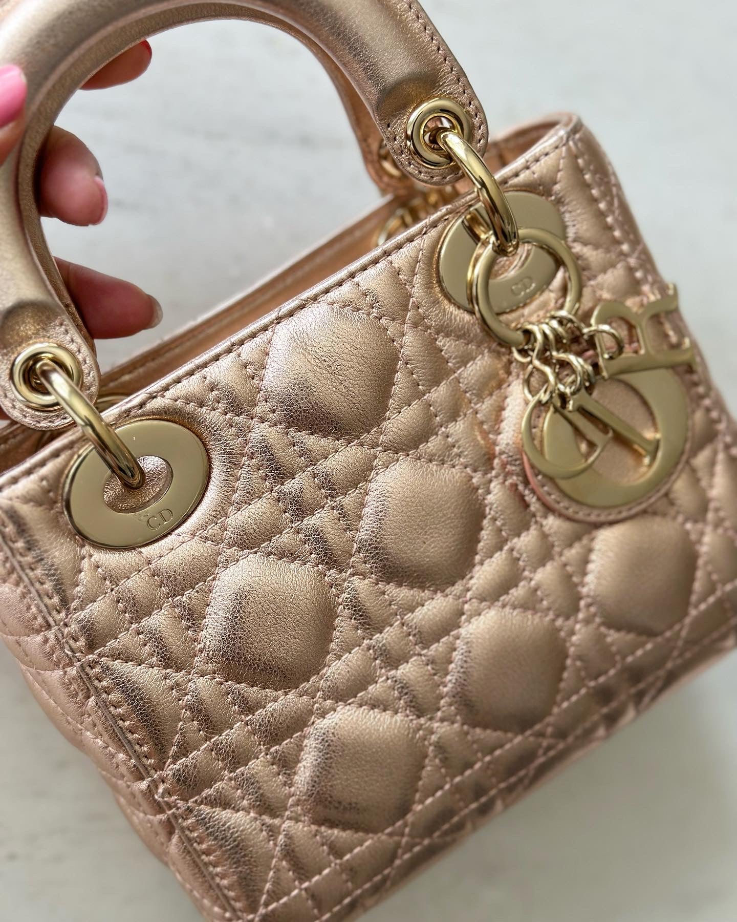 Christian Dior Mini Lady Metallic Cannage Quilt