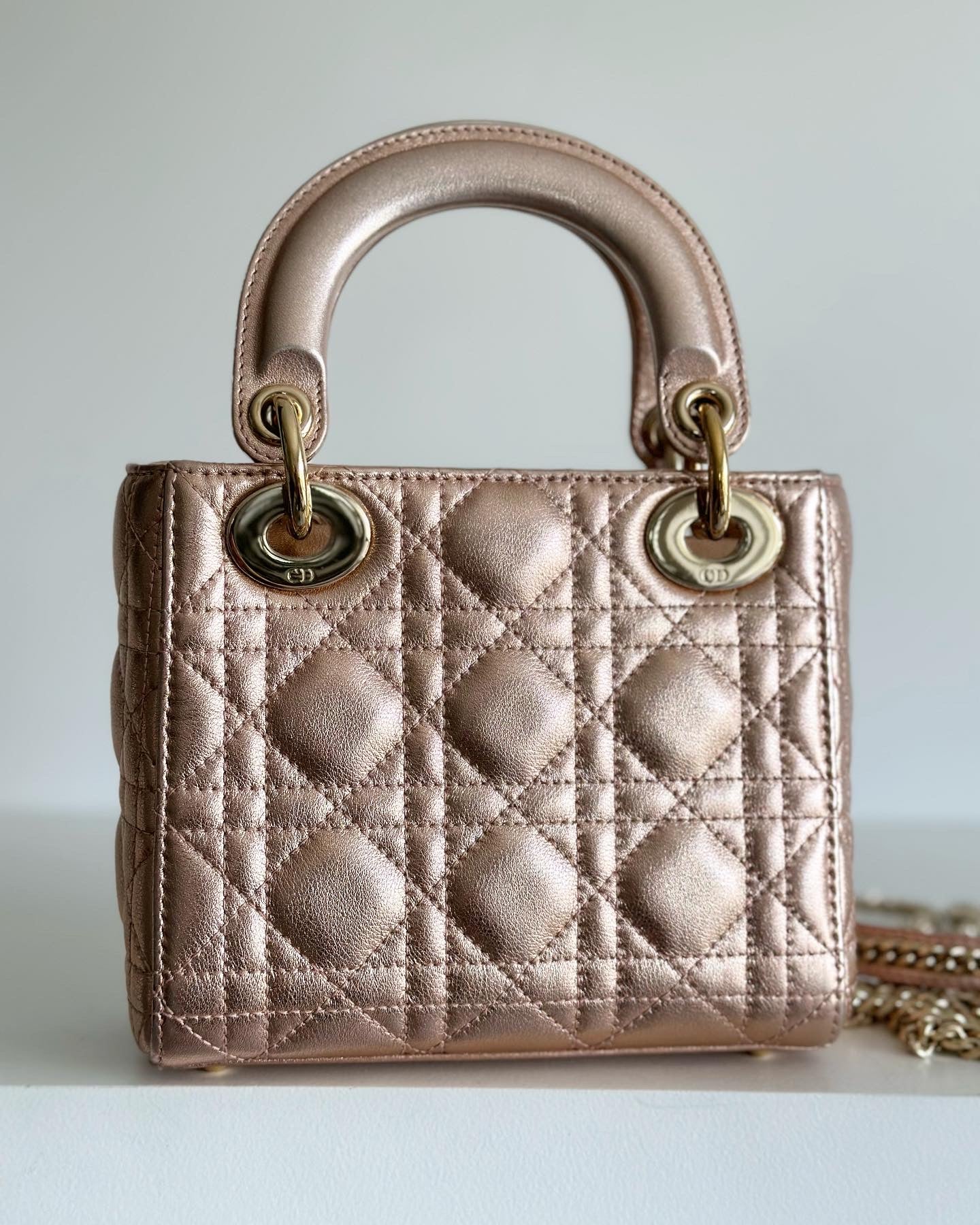 Christian Dior Mini Lady Metallic Cannage Quilt