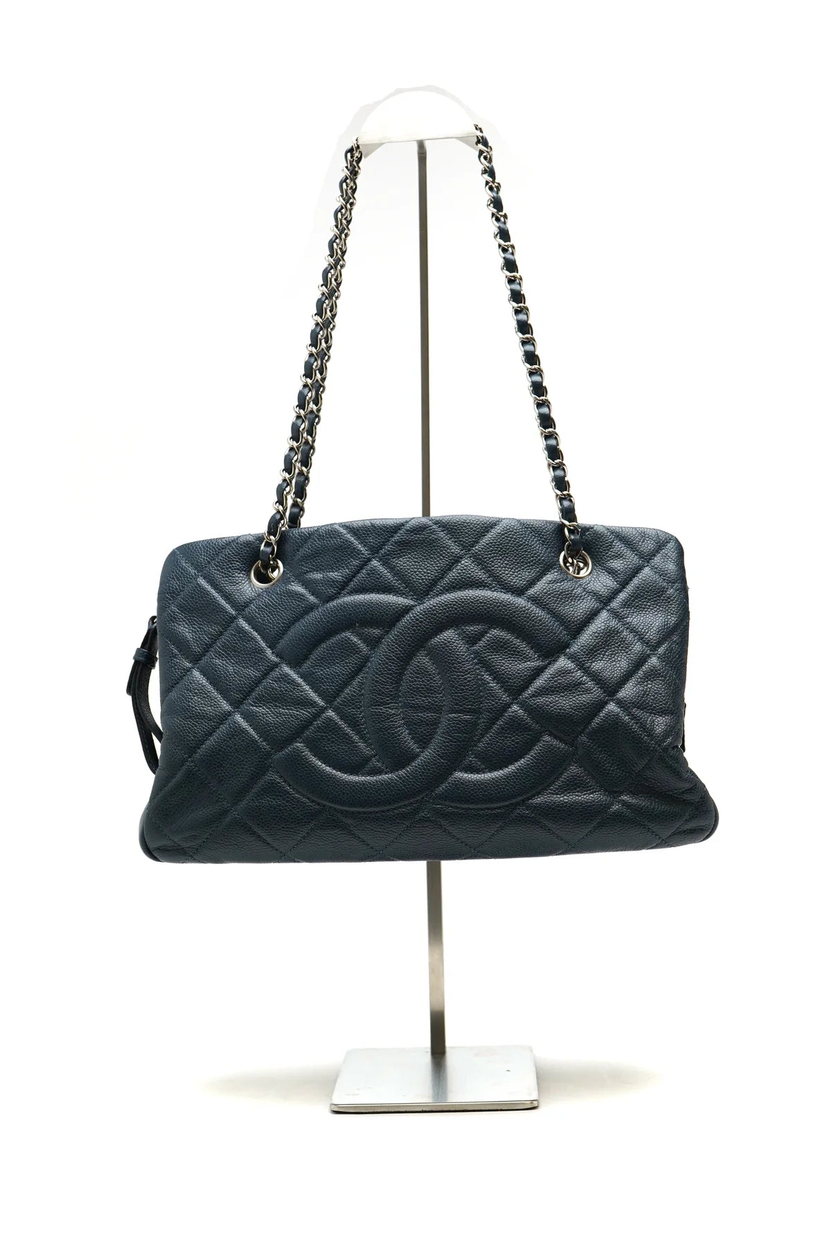 Chanel Caviar Quilted Timeless CC GST Tote Dark Navy Blue