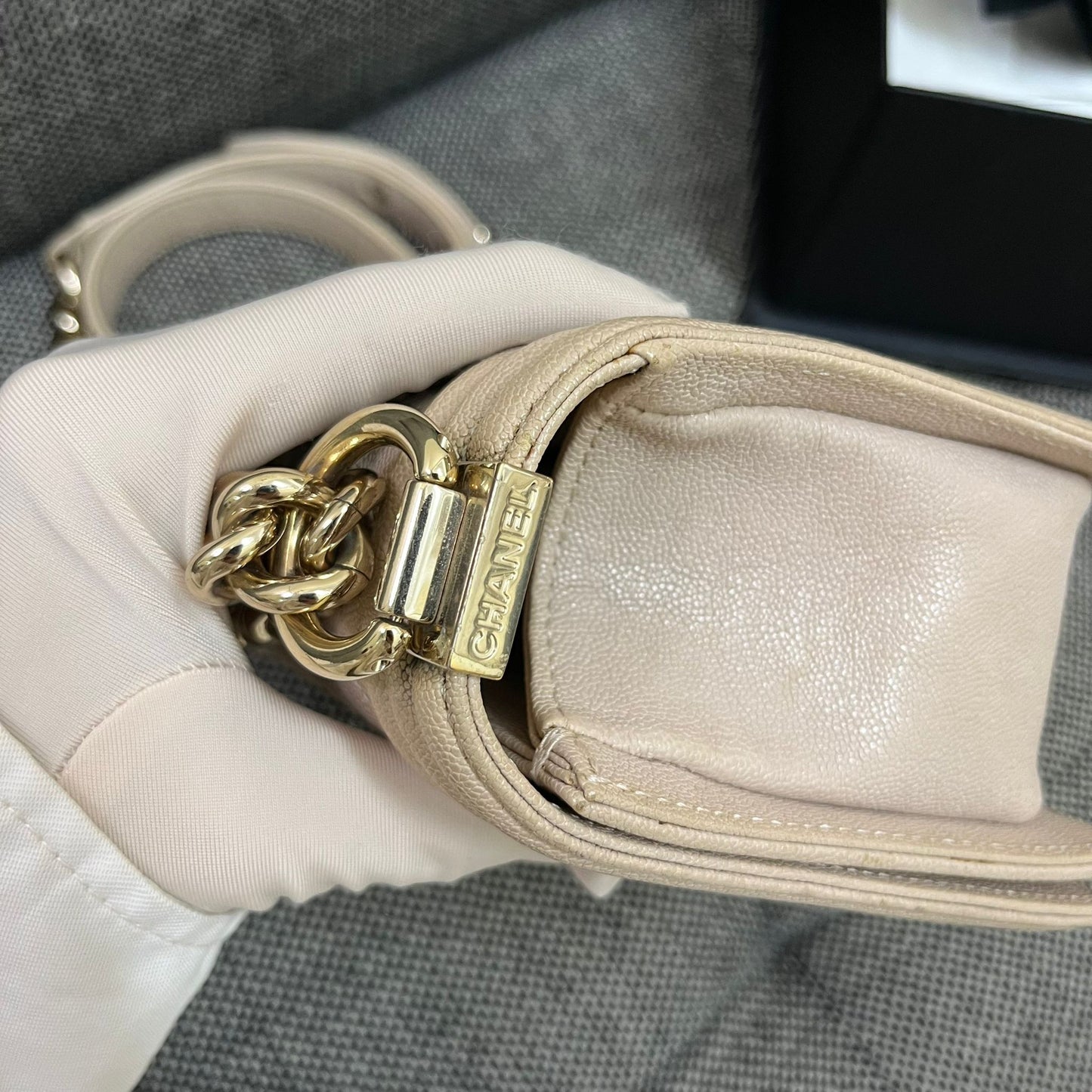 Chanel small caviar boy bag