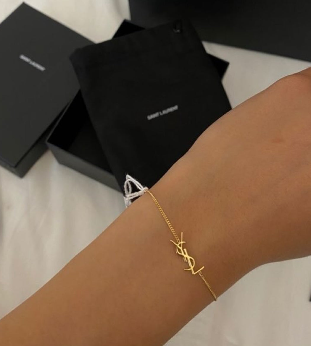 Saint Laurent YSL logo bracelet , gold brass