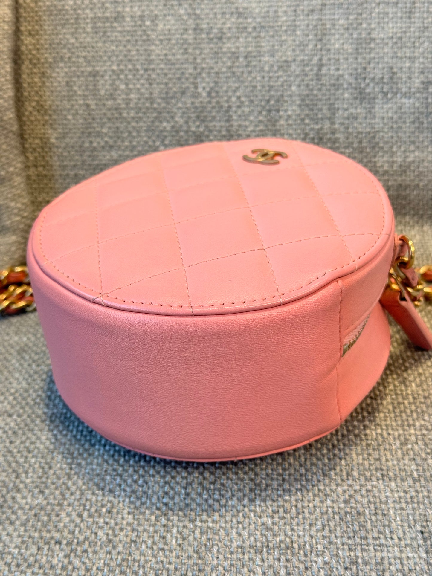 Chanel round mini Lambskin bag, pink