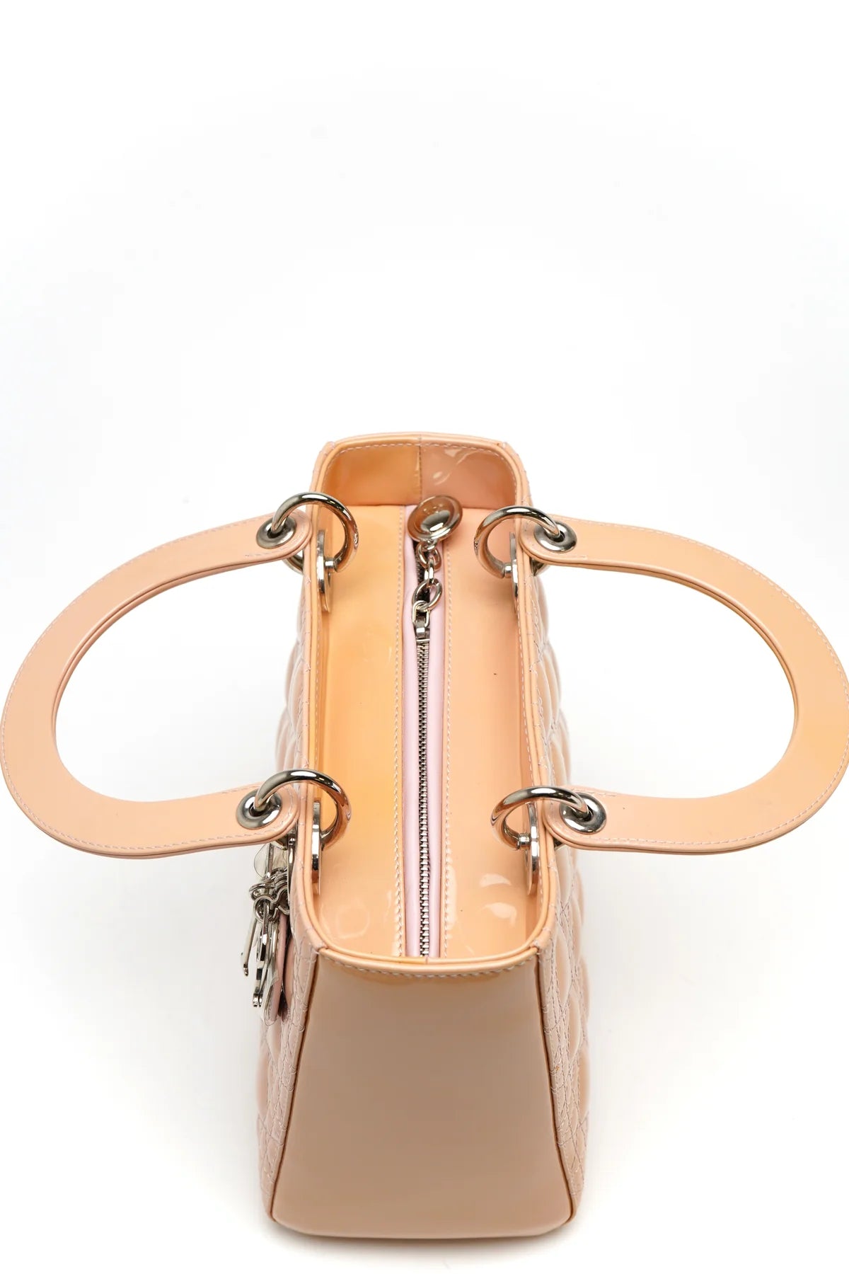 Christian Dior Patent Cannage Medium Lady Dior Rose Clair