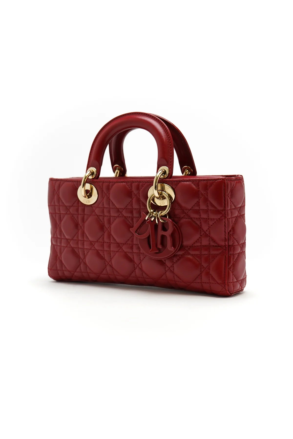 Christian Dior Lambskin Cannage Medium Lady D-Joy Red