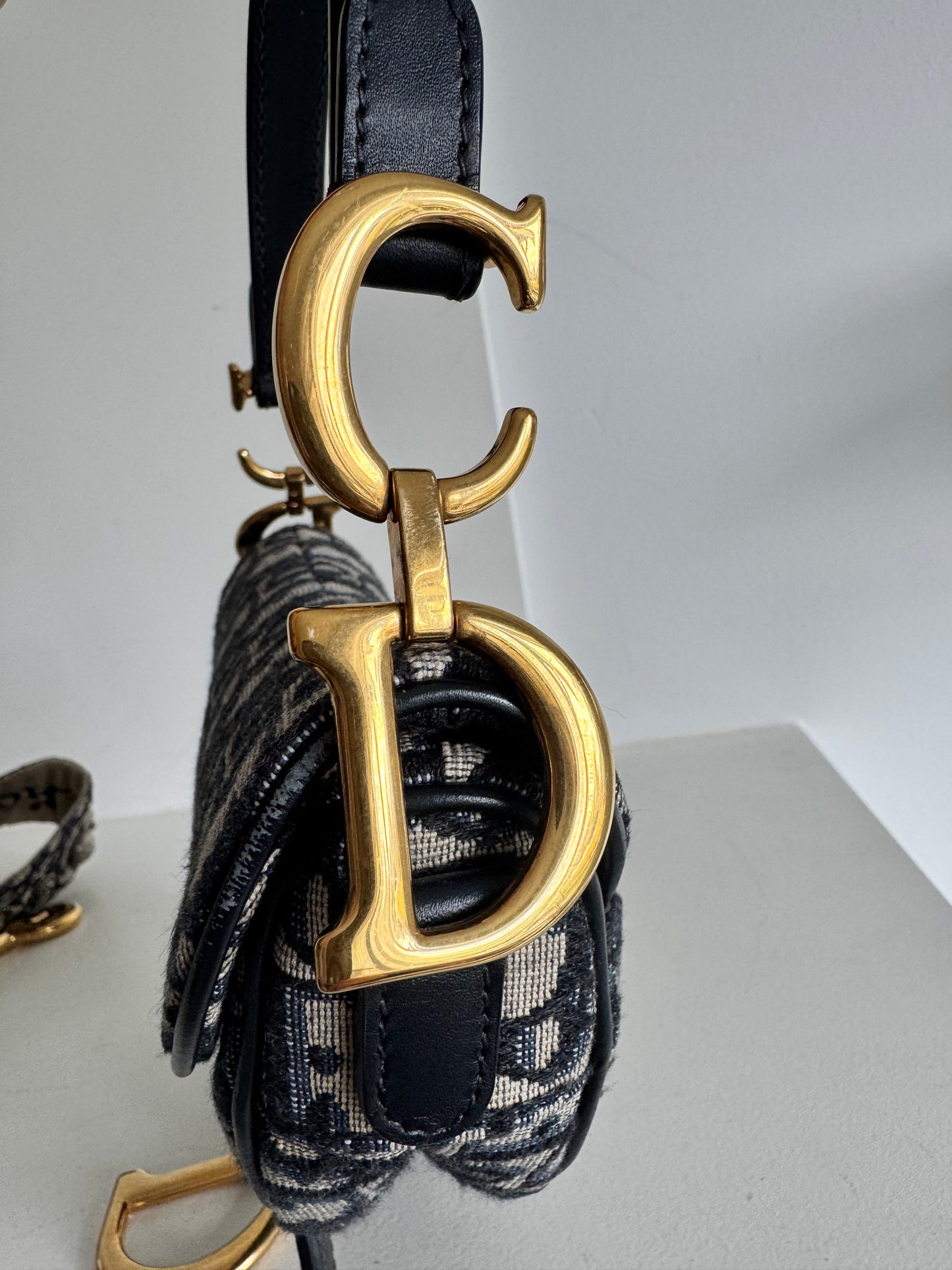 Christian Dior Mini Saddle Oblique Jacquard Bag with strap