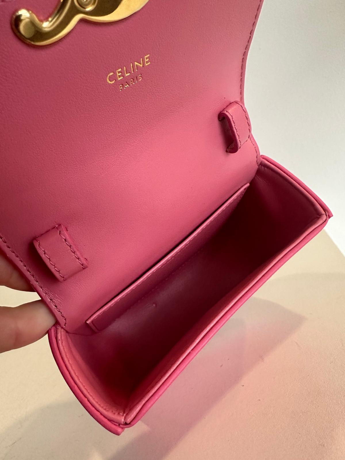 Celine Mini Claude In Shiny Calfskin, pink