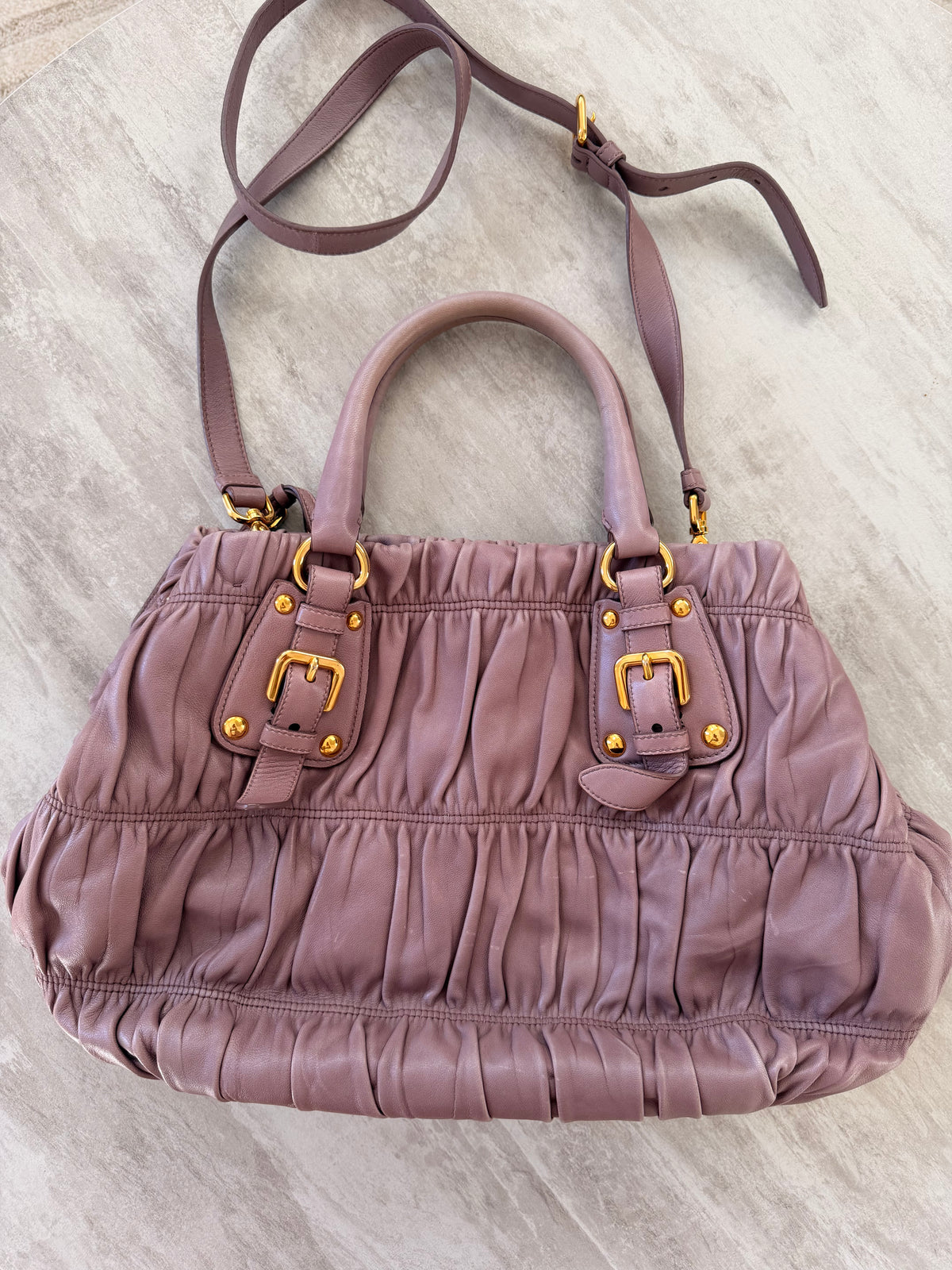 Prada Nappa Gaufre (Ruched) Leather Tote