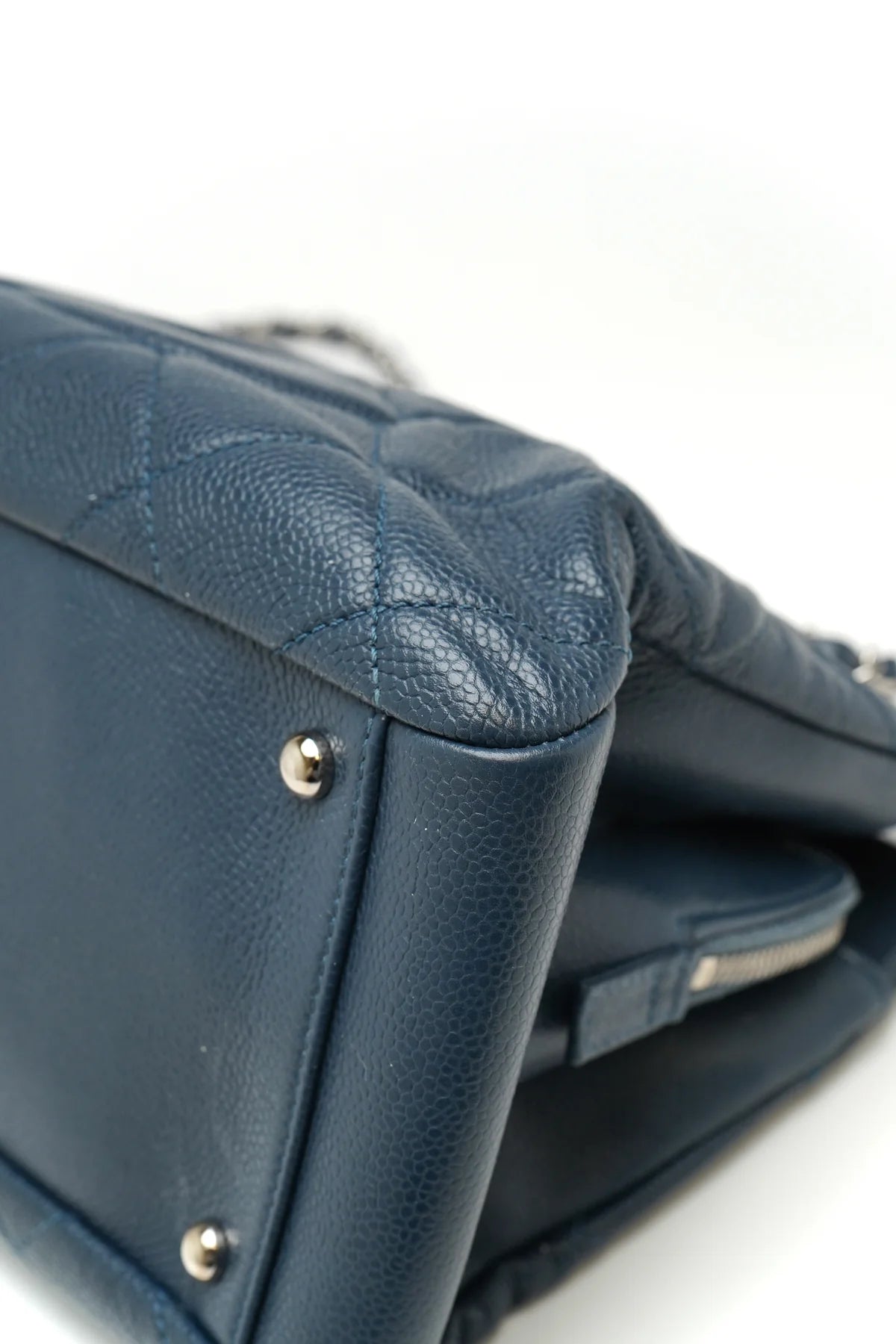 Chanel Caviar Quilted Timeless CC GST Tote Dark Navy Blue