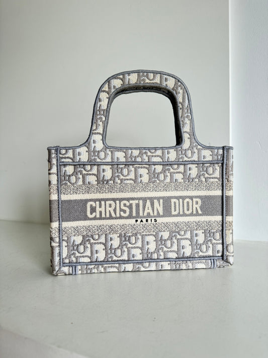 Dior mini book tote grey