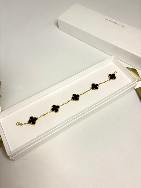 Van Cleef & Arpels Alhambra 5Motif Onyx Bracelet