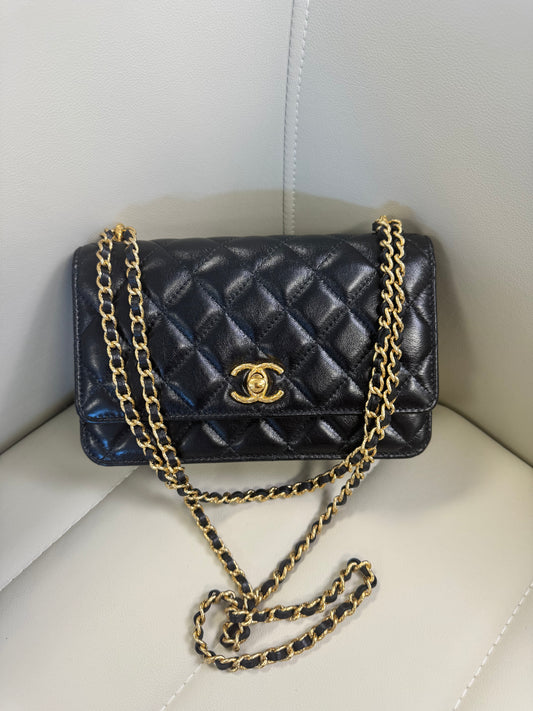 Chanel Lambskin Quilted CC Wallet On Chain WOC