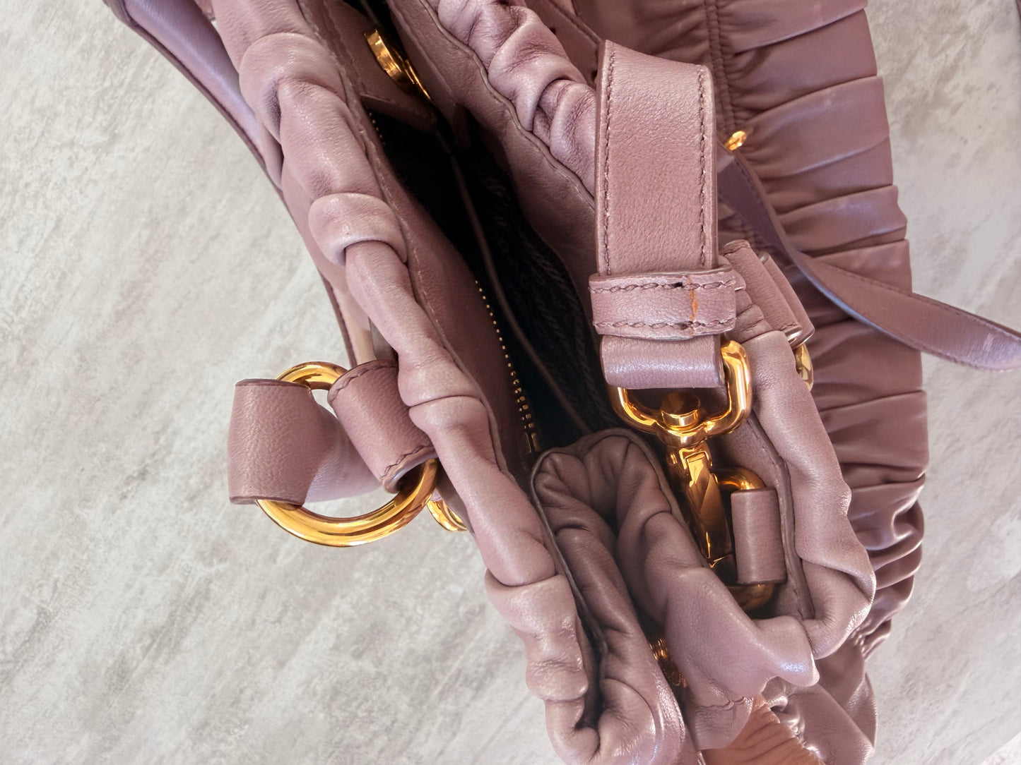 Prada Nappa Gaufre (Ruched) Leather Tote