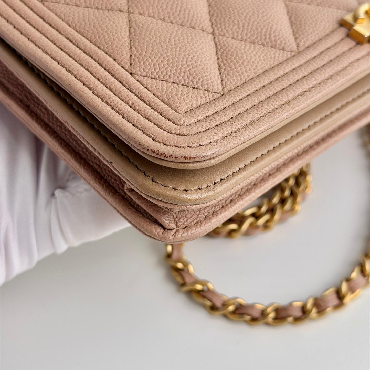 Chanel Dark Beige Boy Caviar WOC