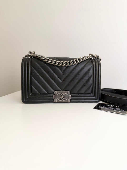 Chanel Boy Medium Caviar Chevron