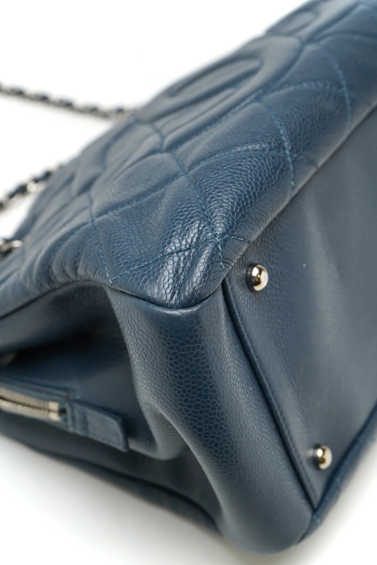 Chanel Caviar Quilted Timeless CC GST Tote Dark Navy Blue