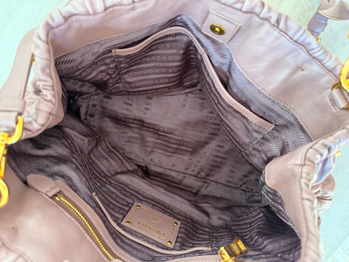 Prada Nappa Gaufre (Ruched) Leather Tote