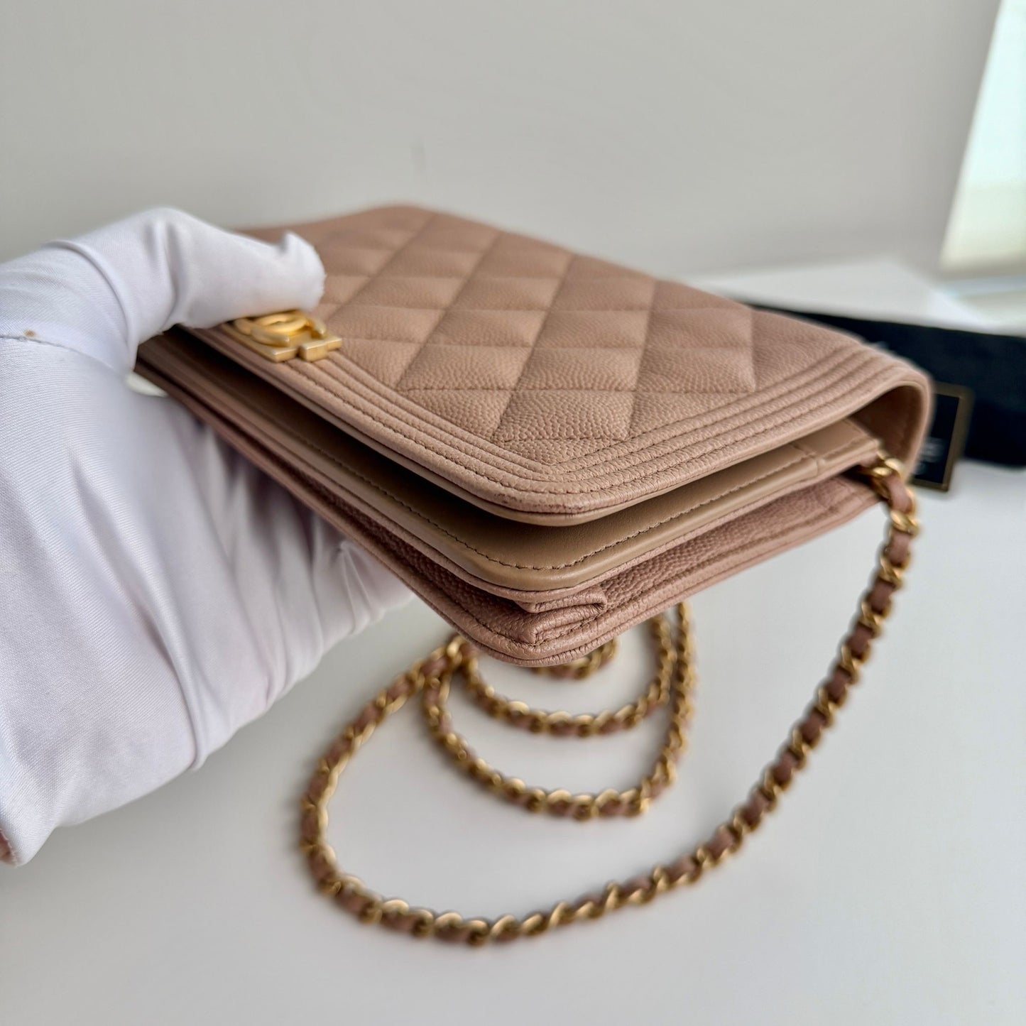 Chanel Dark Beige Boy Caviar WOC