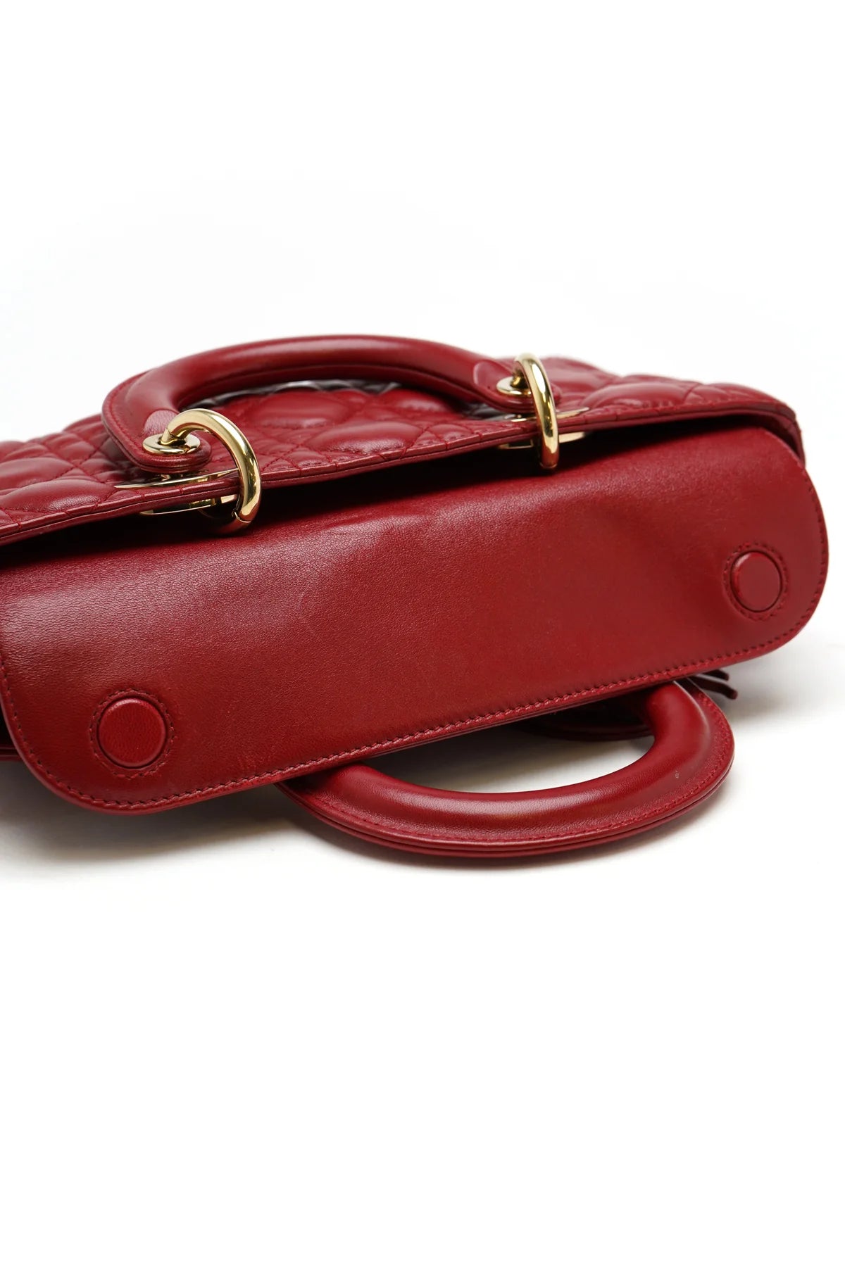 Christian Dior Lambskin Cannage Medium Lady D-Joy Red