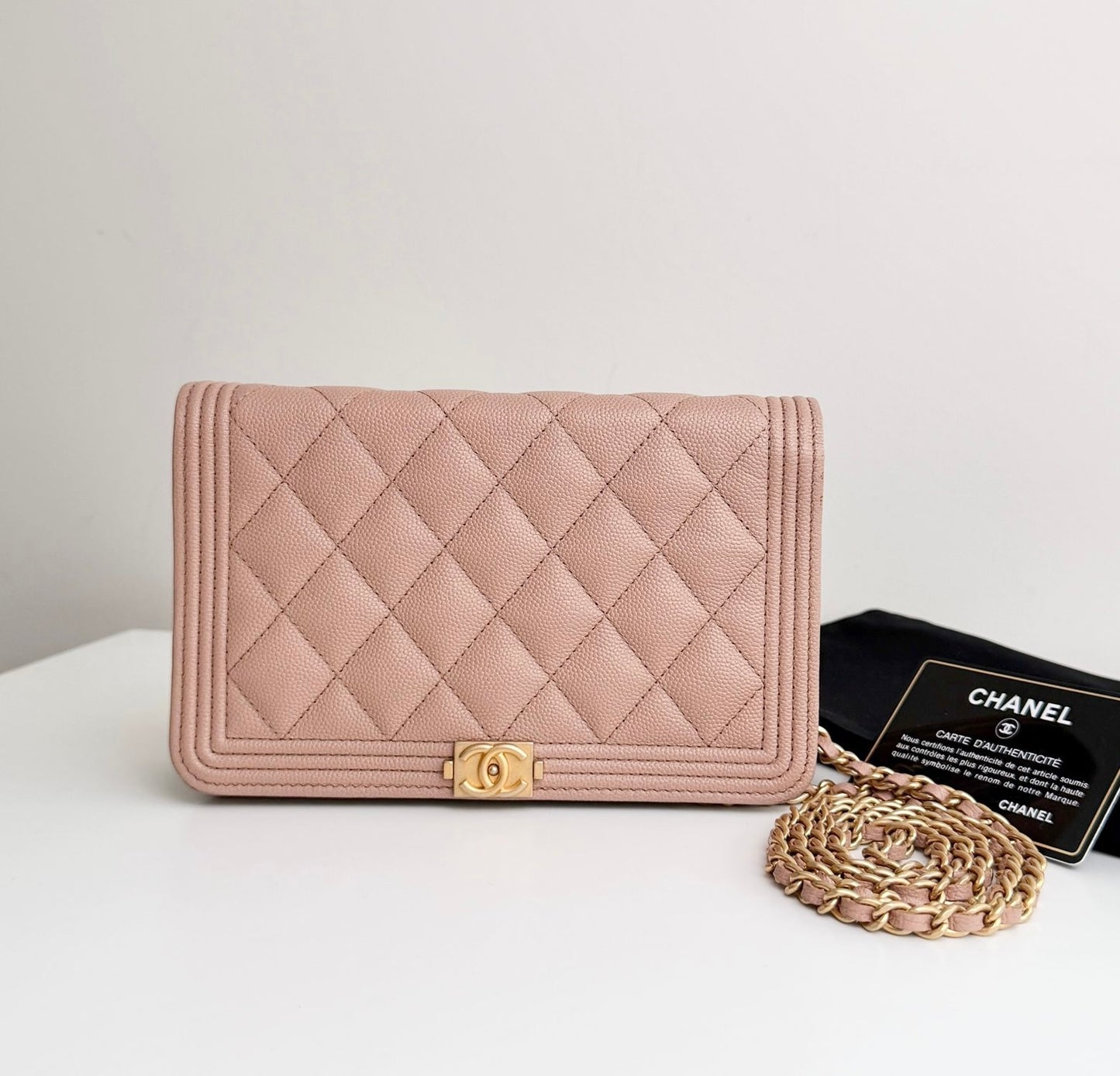 Chanel Dark Beige Boy Caviar WOC