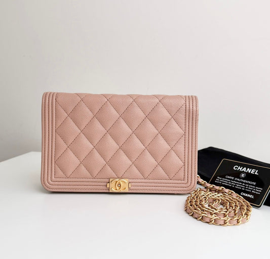 Chanel Dark Beige Boy Caviar WOC