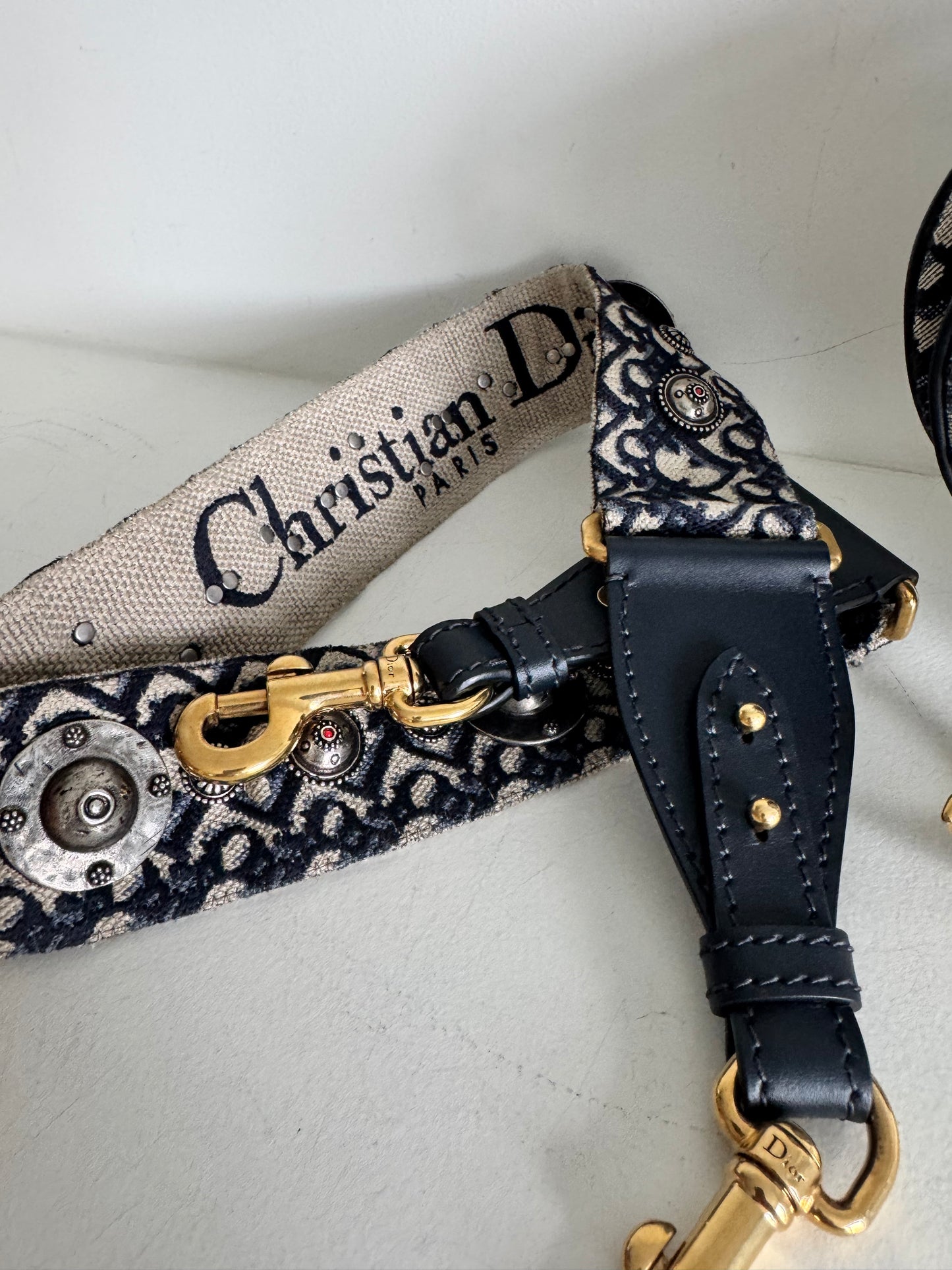 Christian Dior Mini Saddle Oblique Jacquard Bag with strap