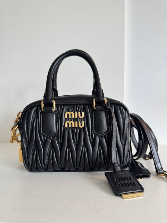 Miu Miu Nappa Matelasse Small Arcadie Black