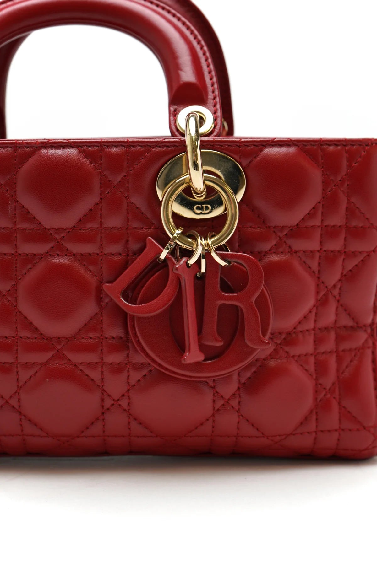 Christian Dior Lambskin Cannage Medium Lady D-Joy Red