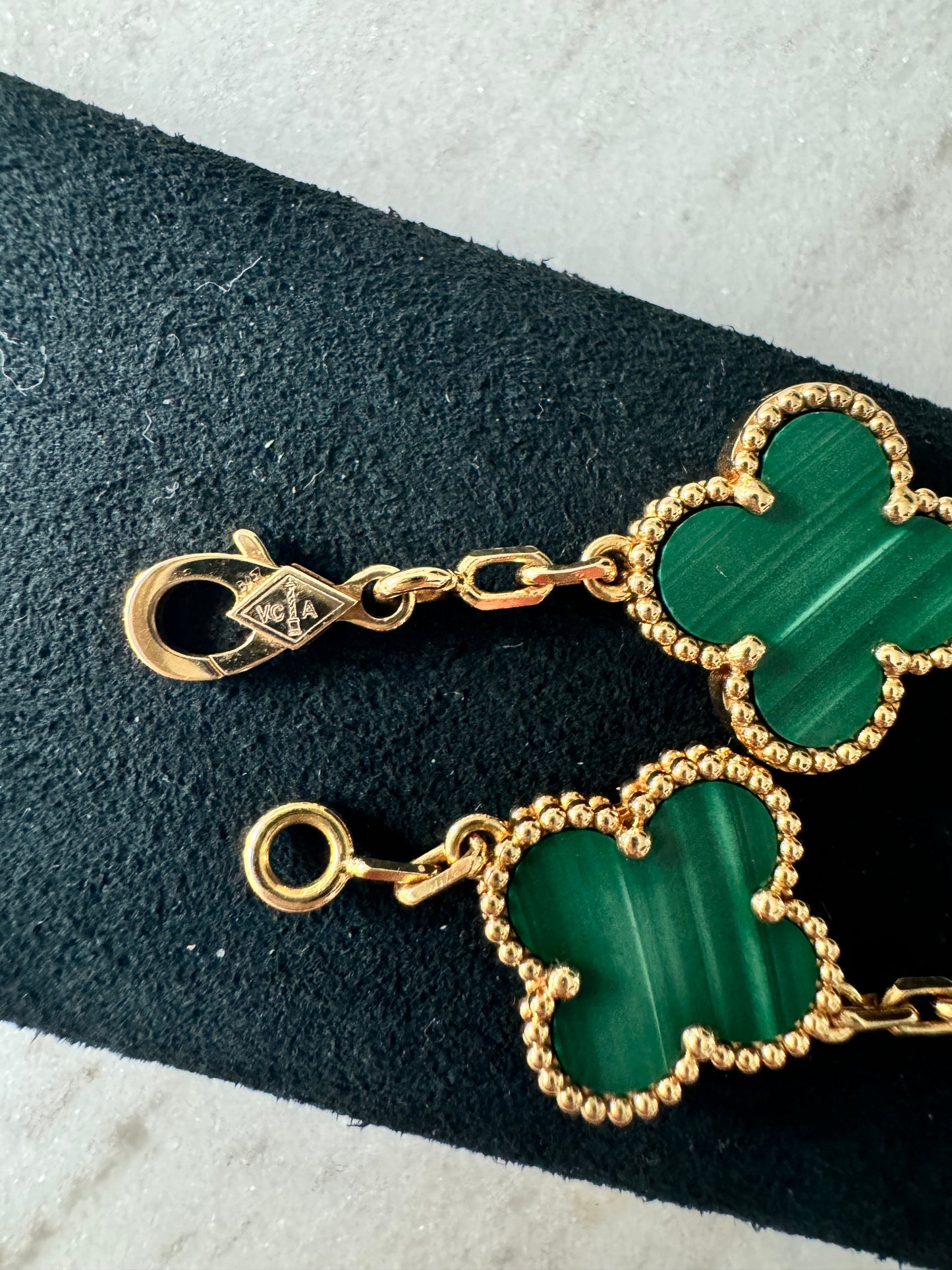 Van cleef and arpels 5motif Alhambra bracelet, malachite