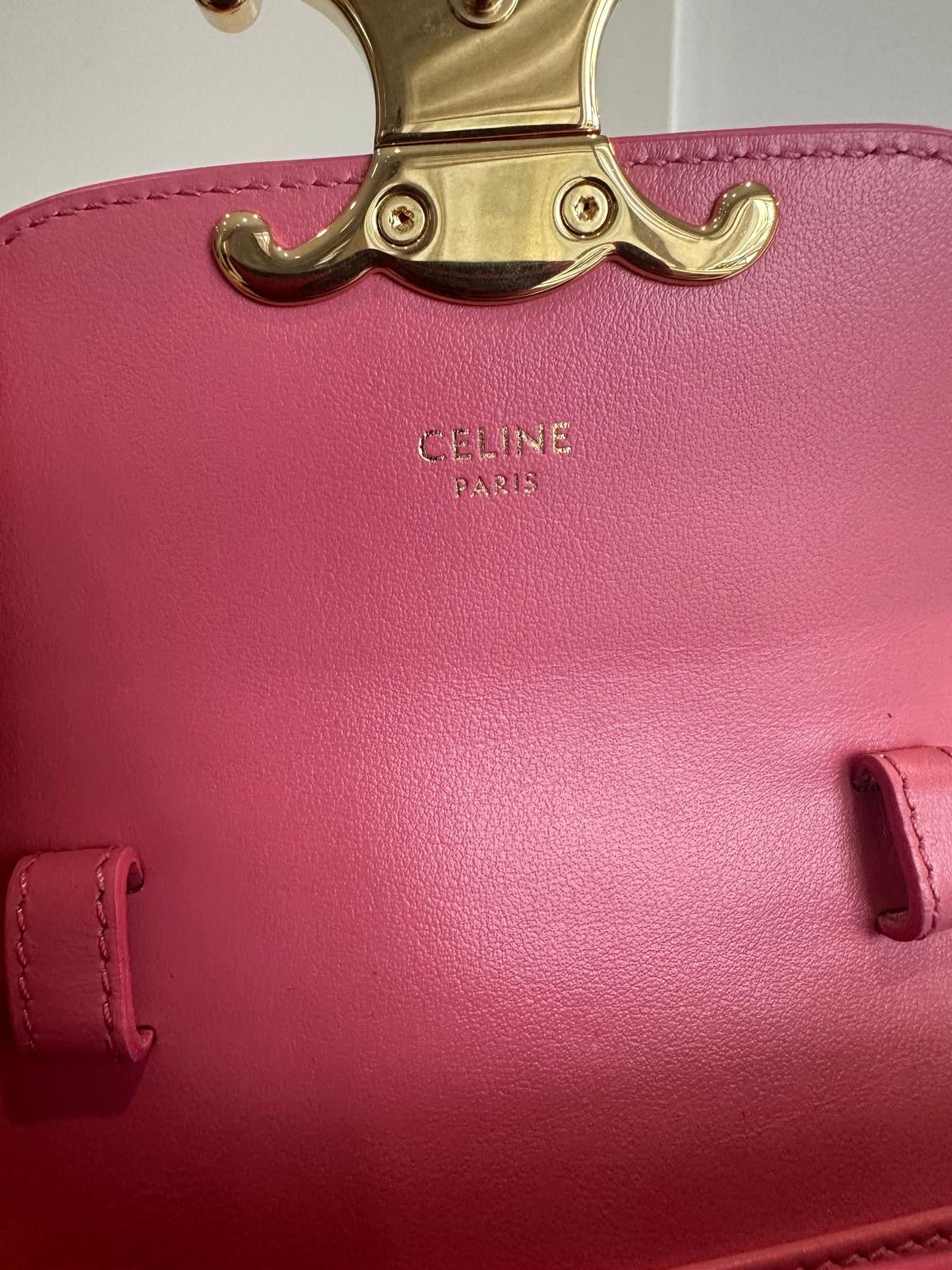 Celine Mini Claude In Shiny Calfskin, pink