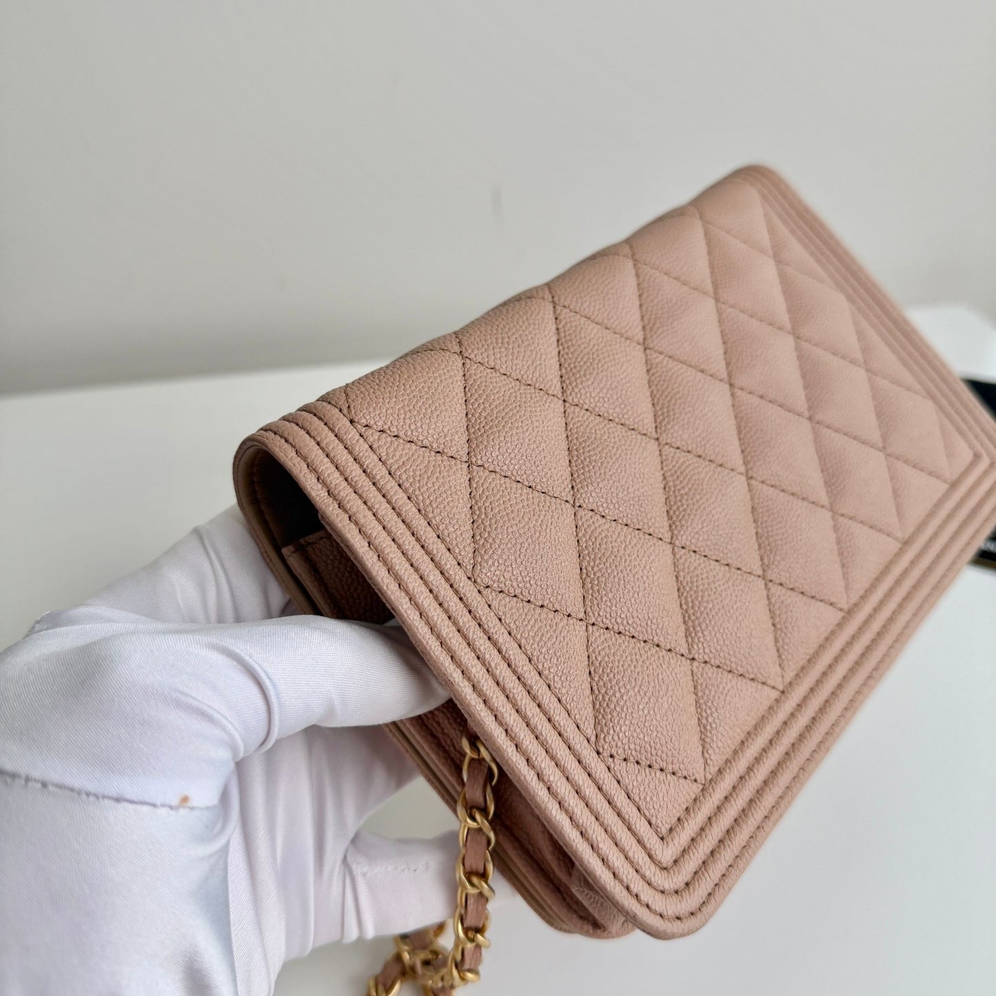 Chanel Dark Beige Boy Caviar WOC