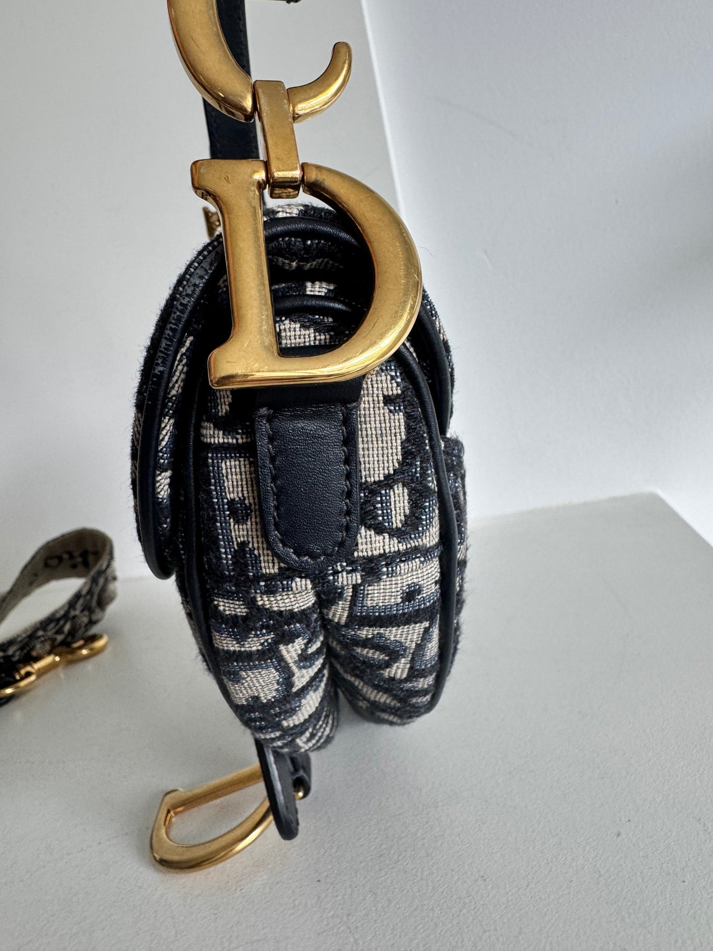 Christian Dior Mini Saddle Oblique Jacquard Bag with strap