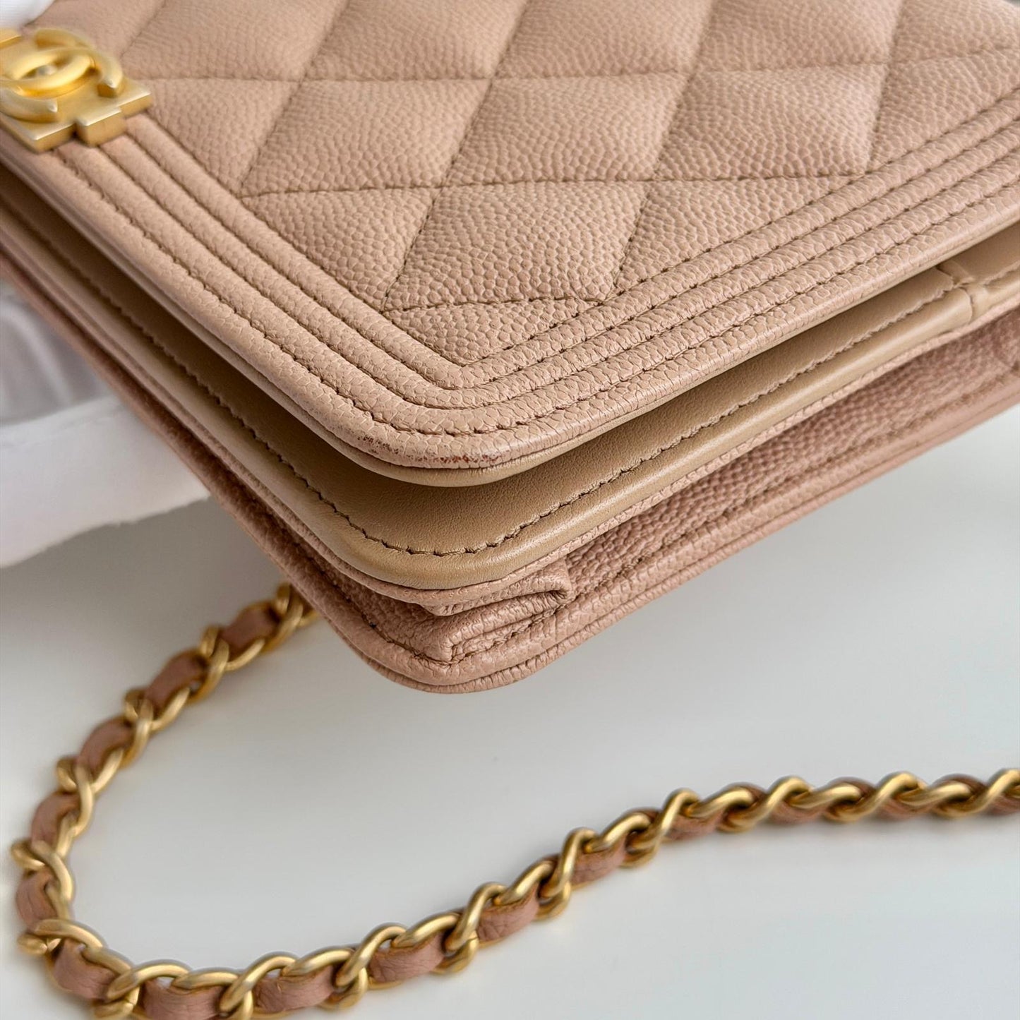 Chanel Dark Beige Boy Caviar WOC