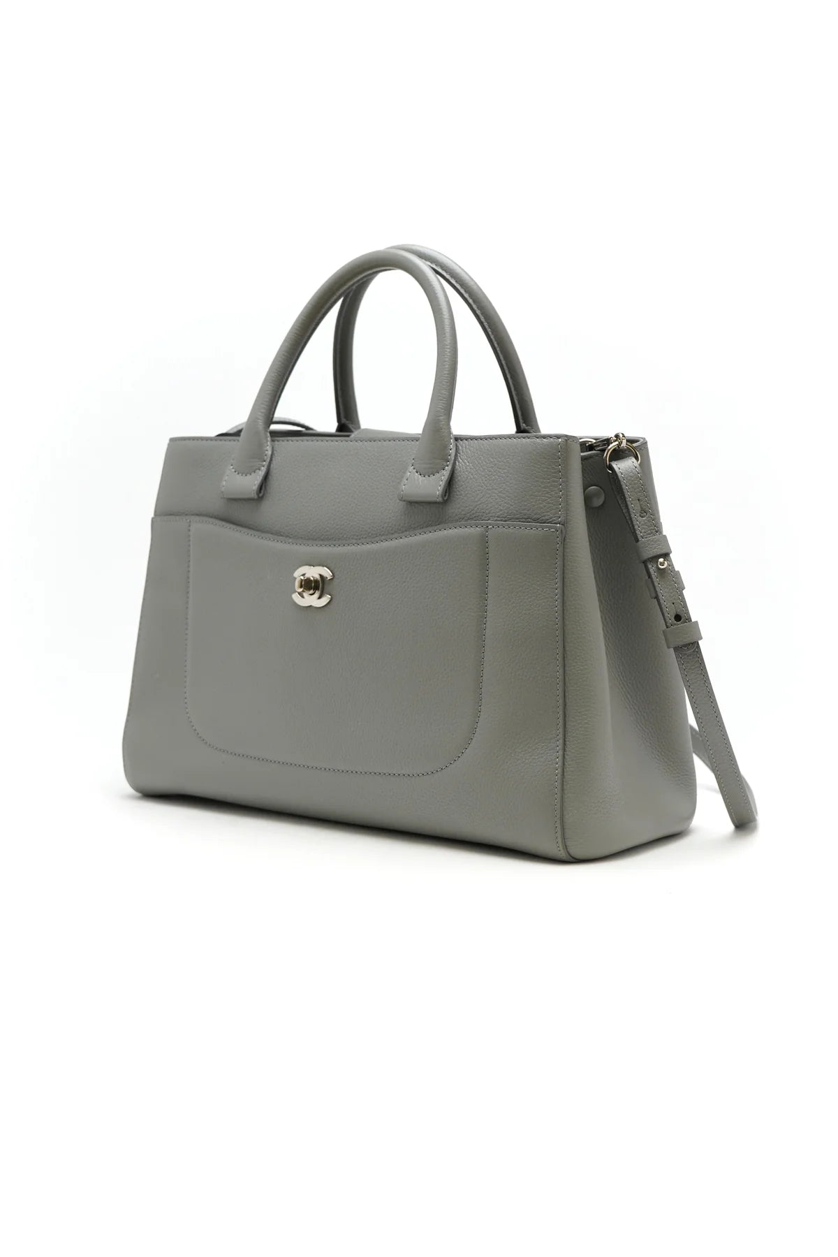 Chanel Grained Calfskin Small Neo Executive Shopper Tote Grey
