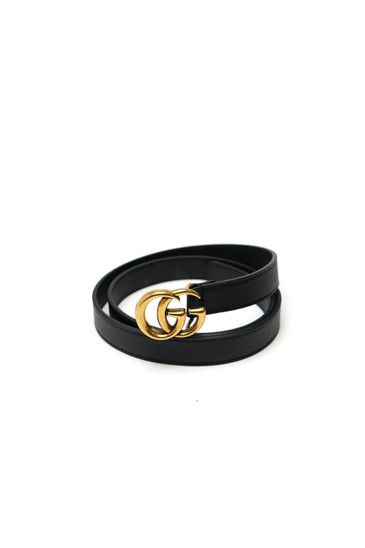 Gucci Calfskin Double G 20mm Belt 75 30 Black