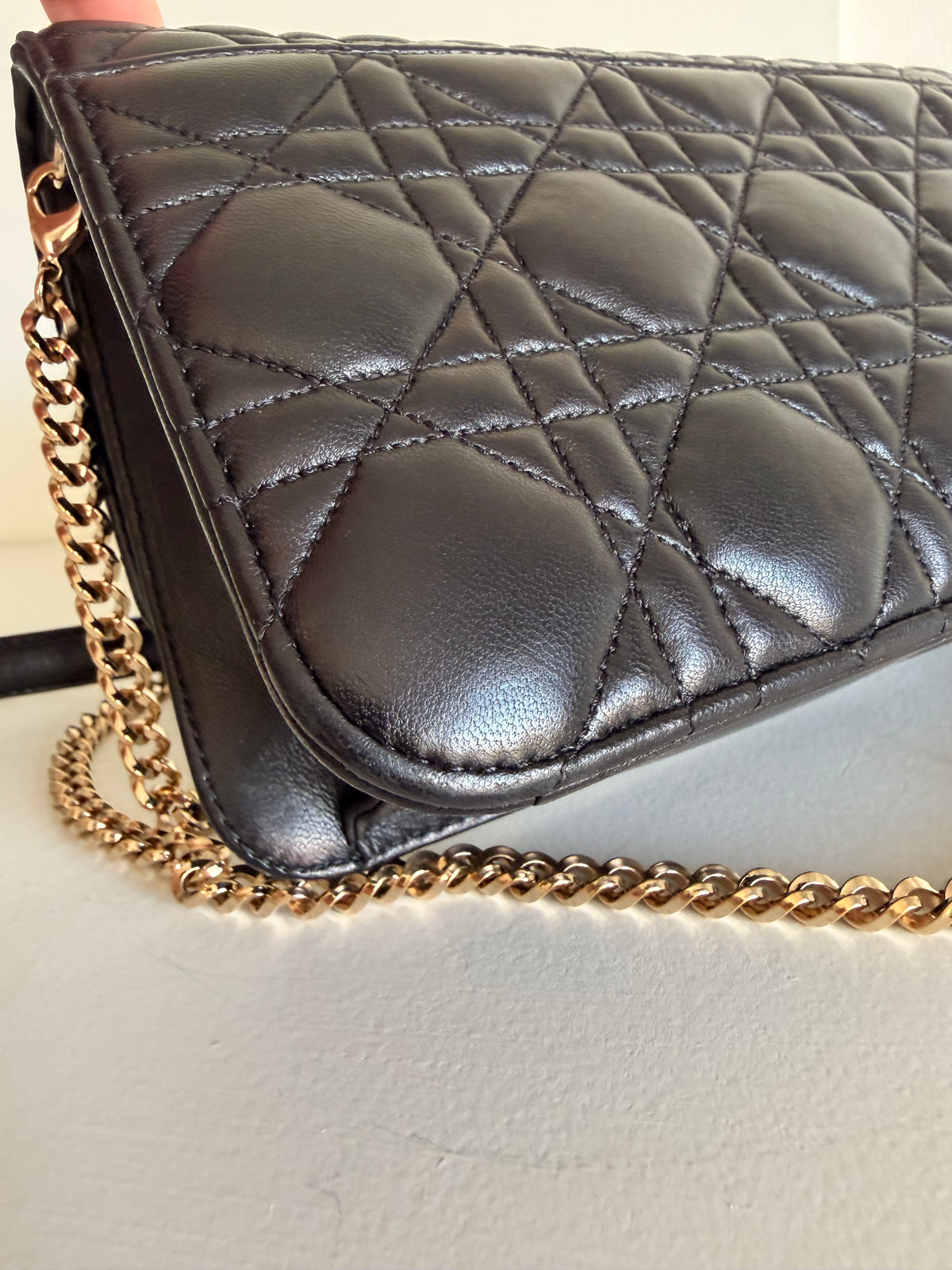 Christian Dior Black Lambskin Cannage Miss Dior Promenade Pouch