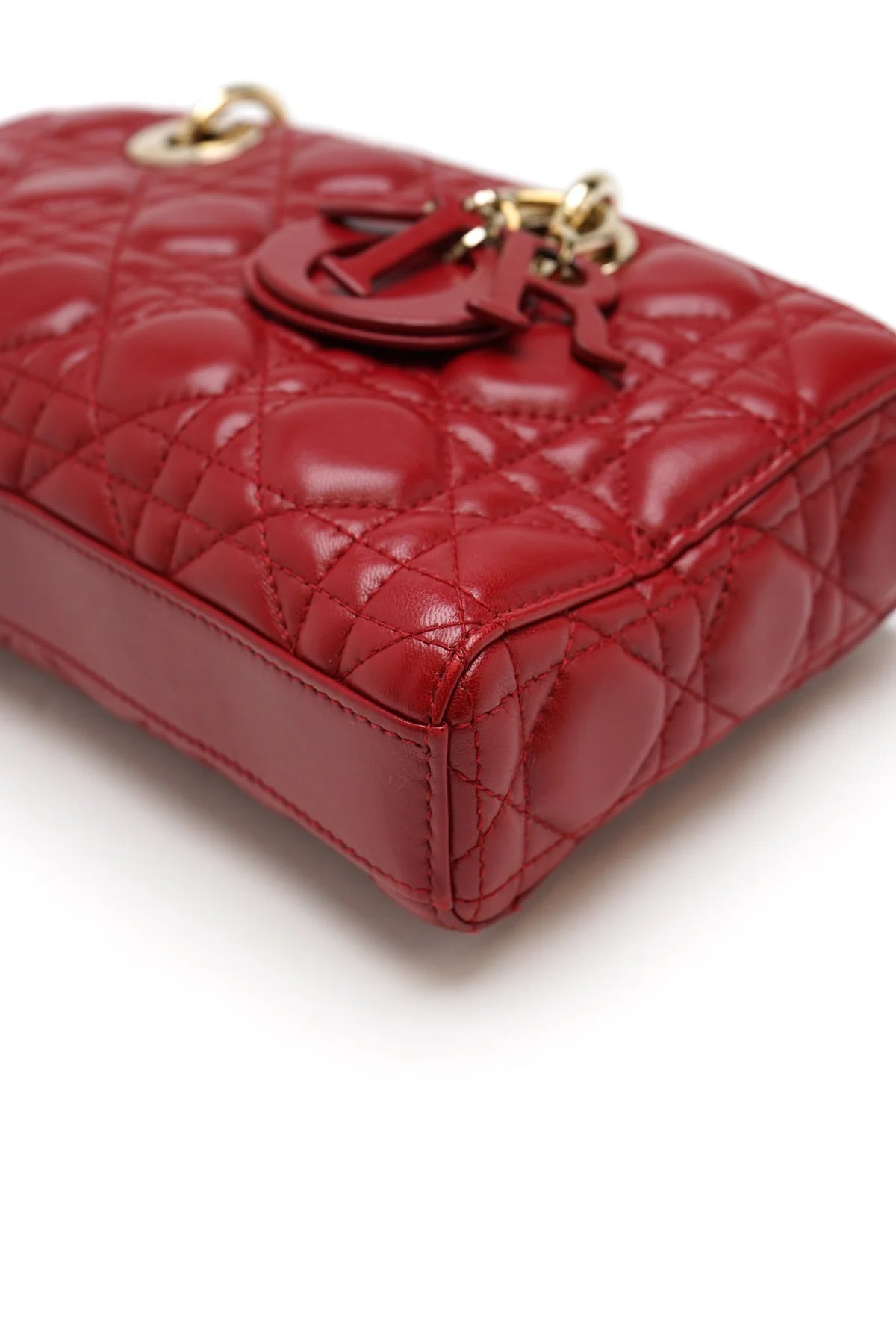 Christian Dior Lambskin Cannage Medium Lady D-Joy Red