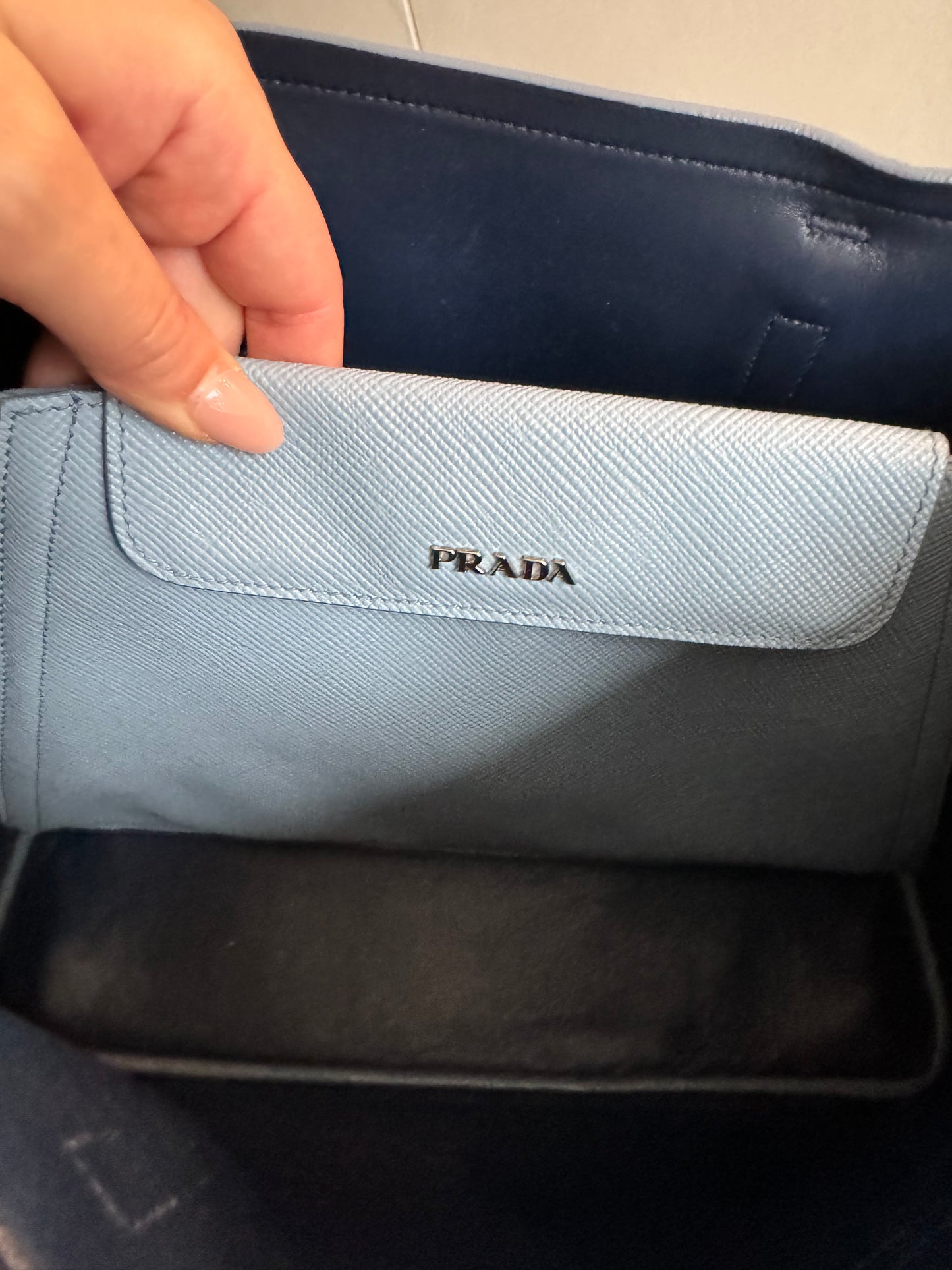 PRADA Saffiano Cuir Double Handle Tote Astrale